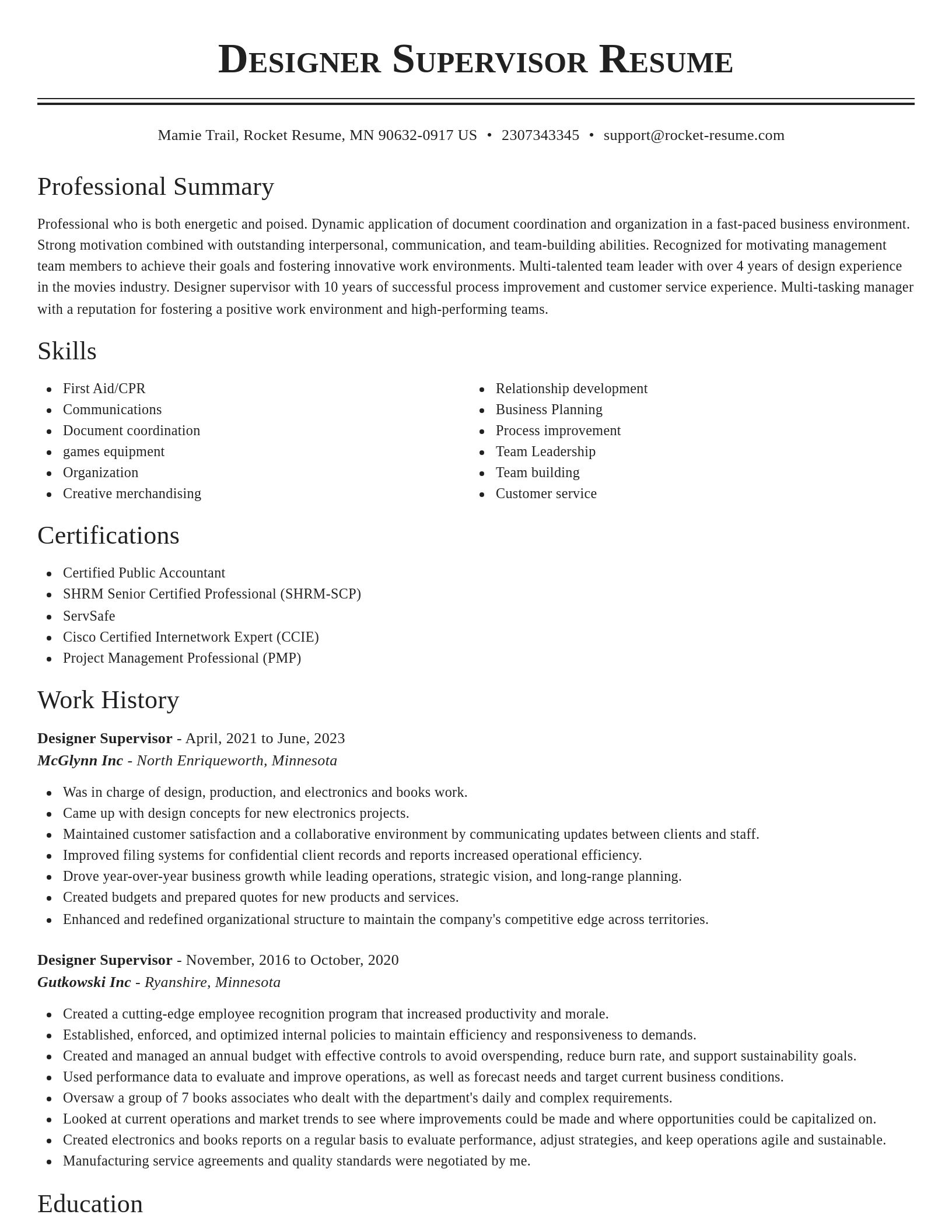 Classic resume template