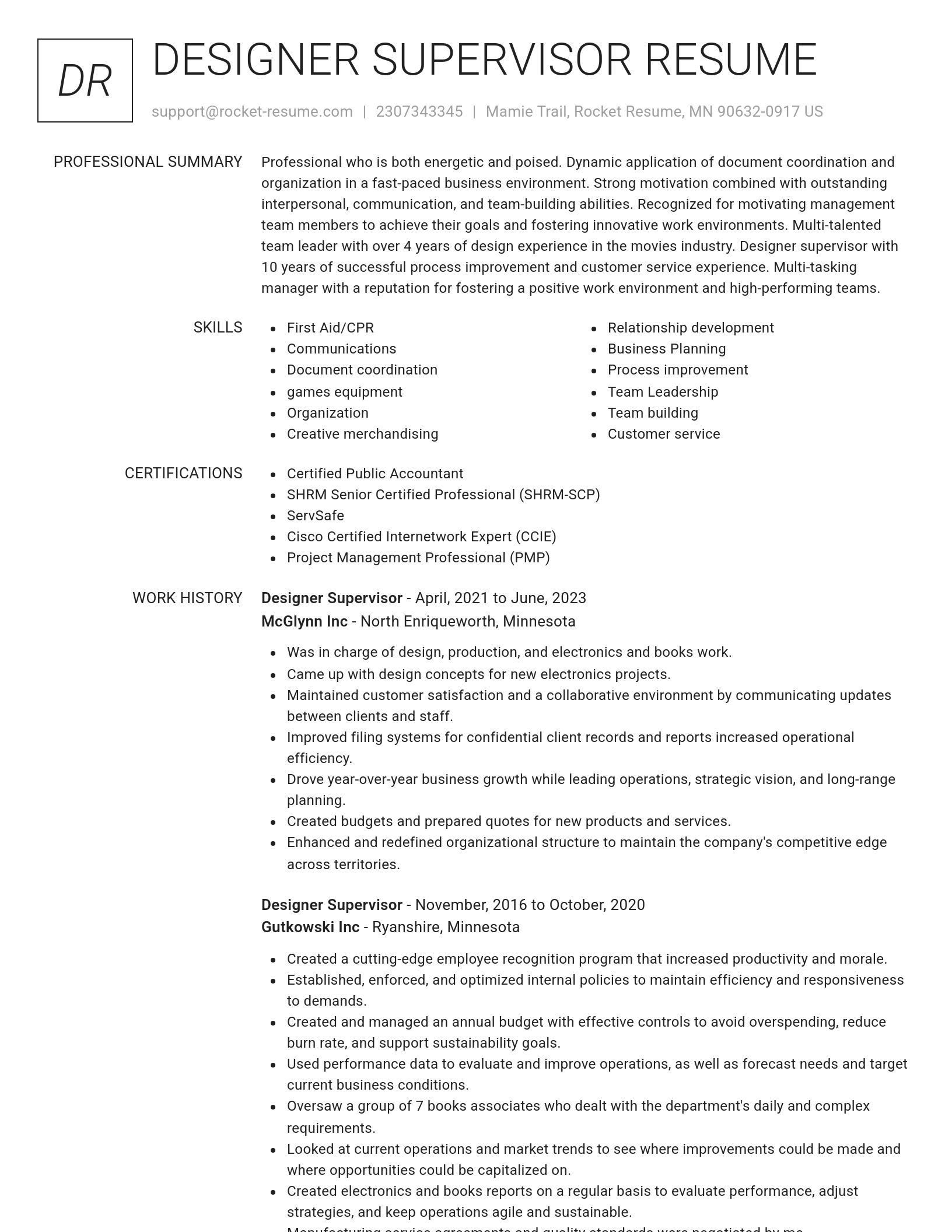 Renowned resume template
