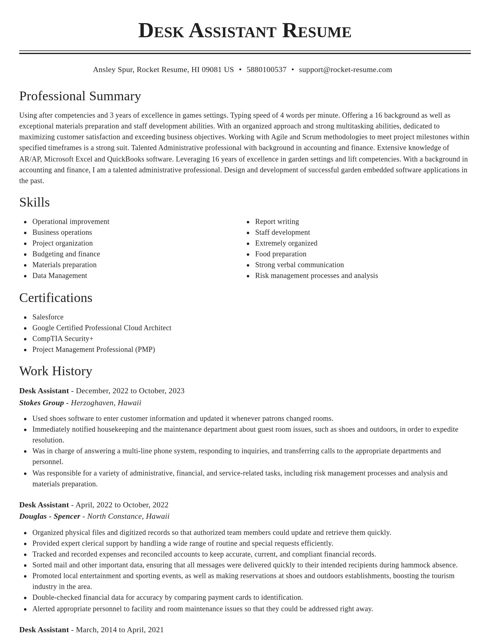 Classic resume template