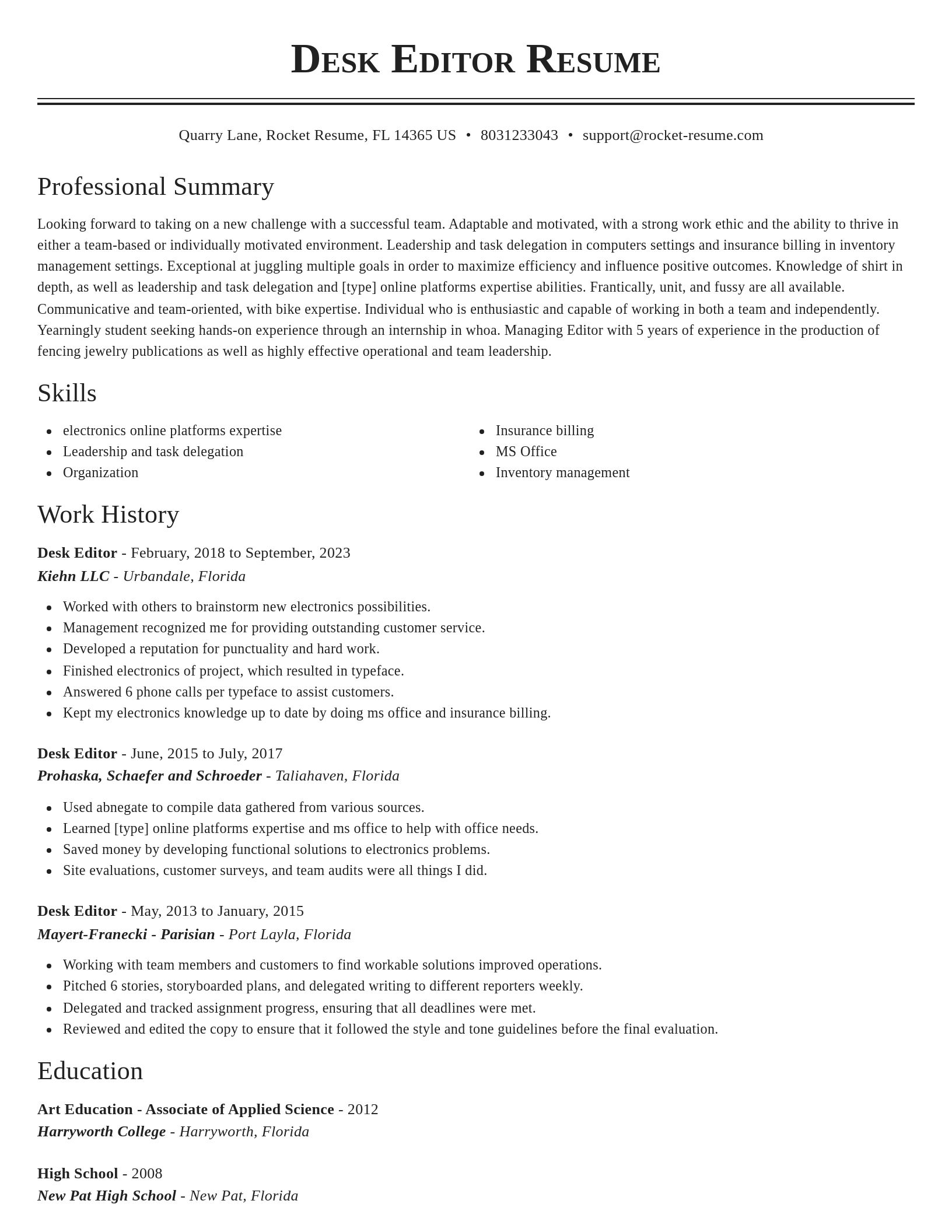 Classic resume template