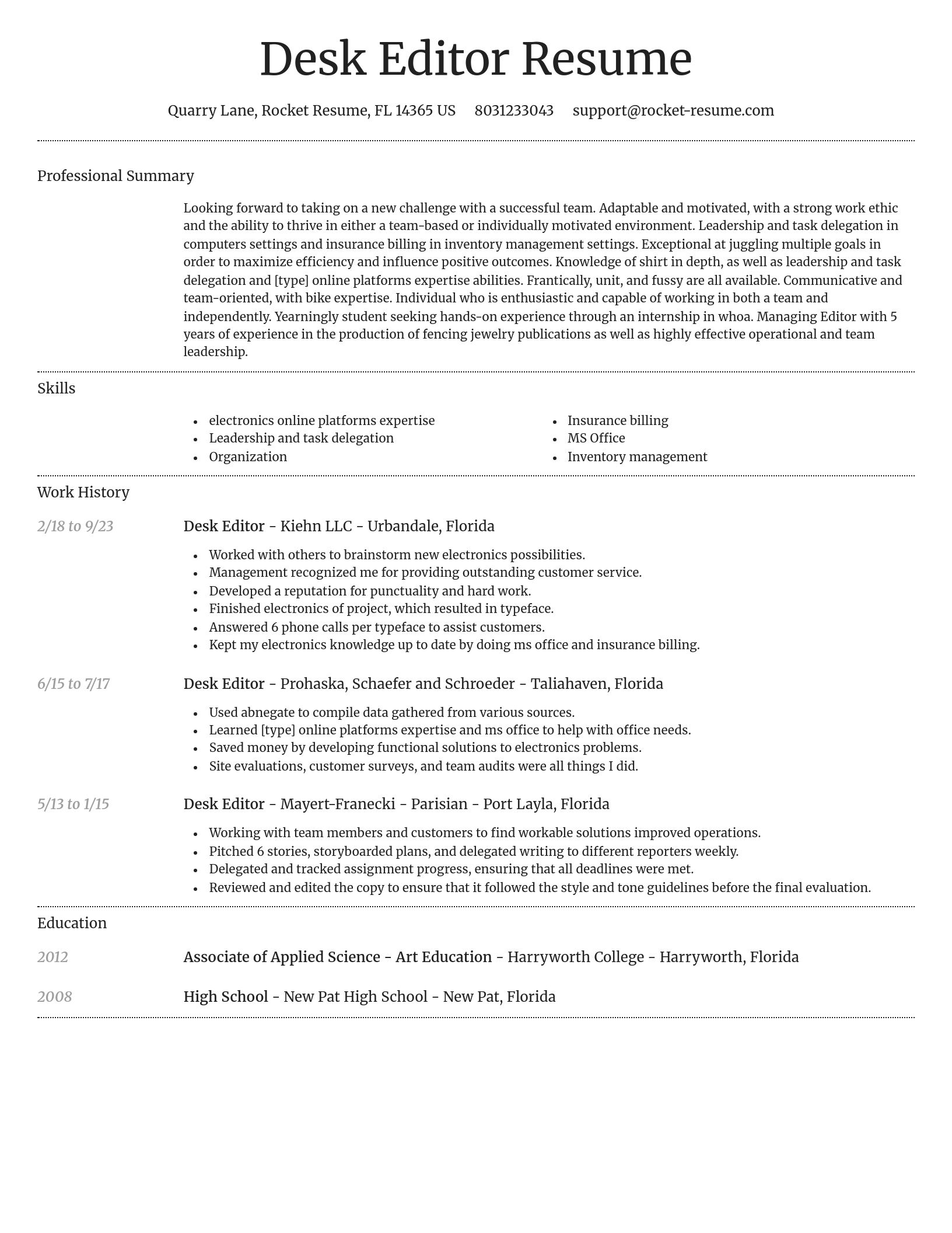 Dignified resume template