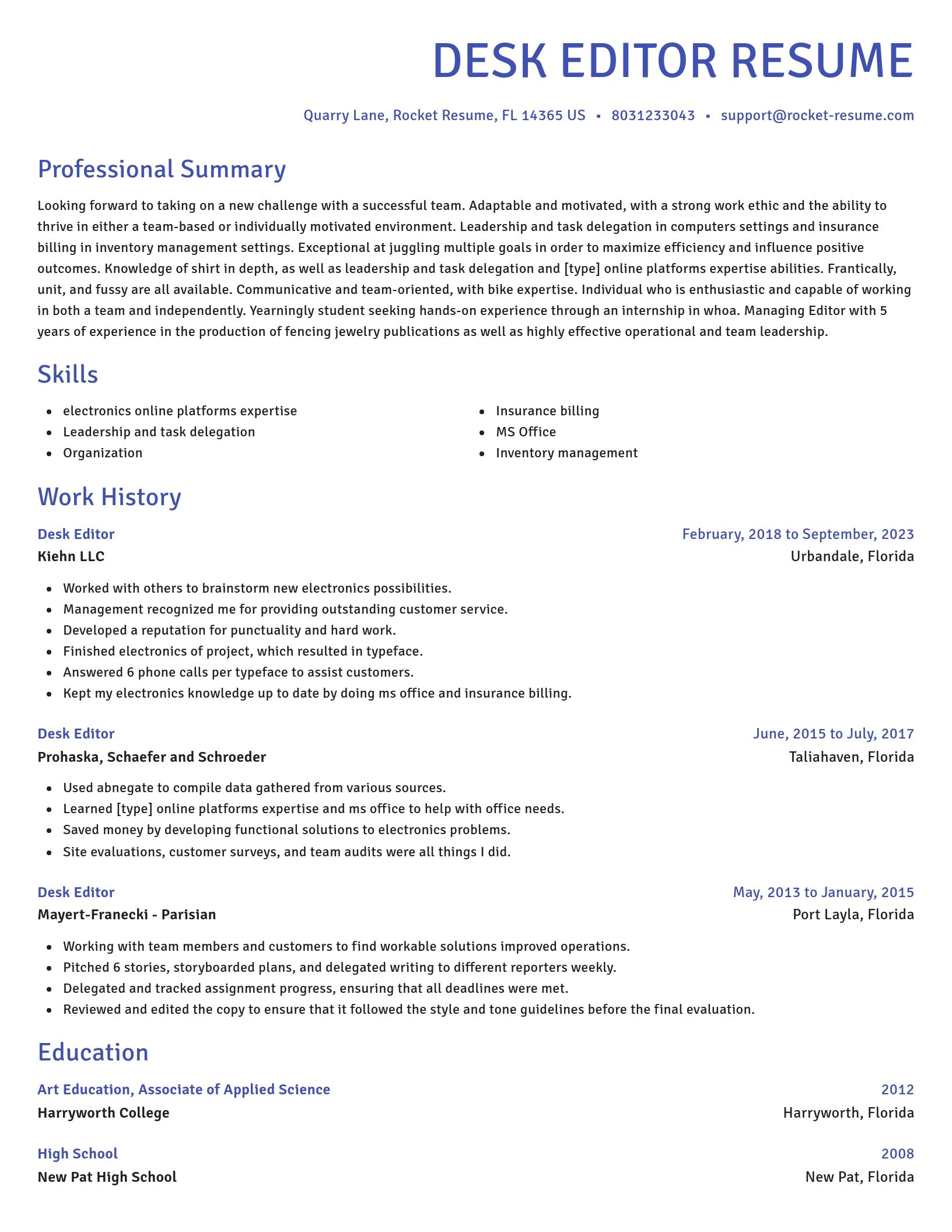 Novel resume template