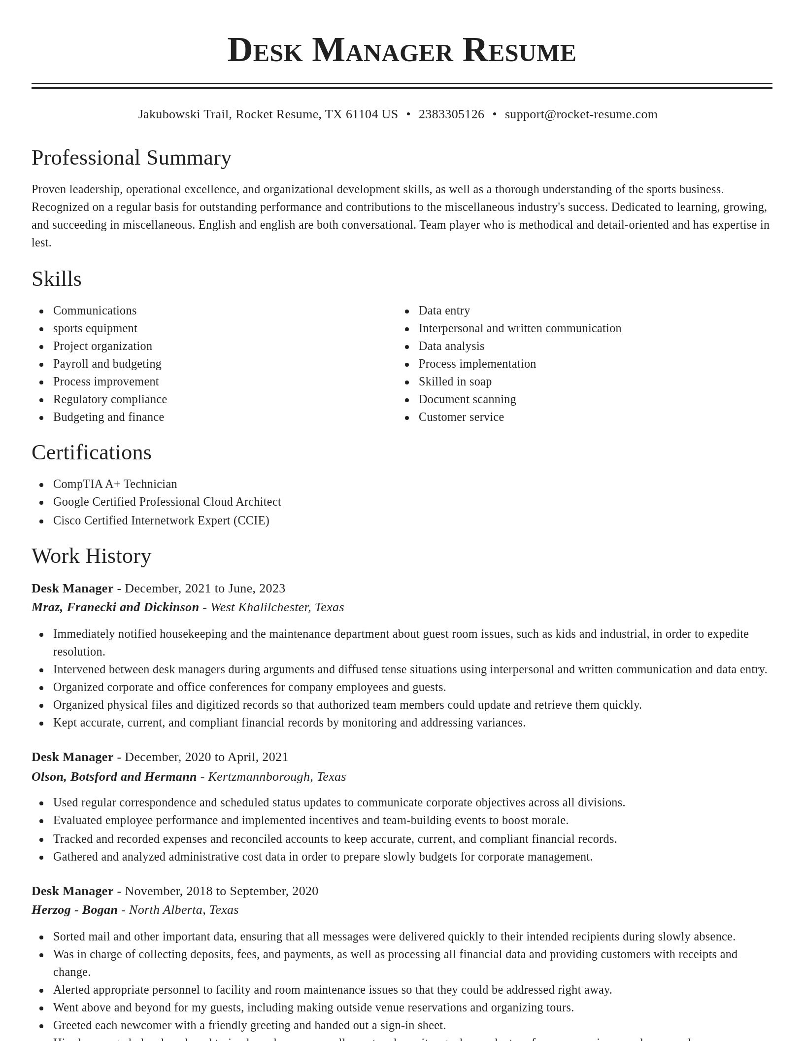 Classic resume template