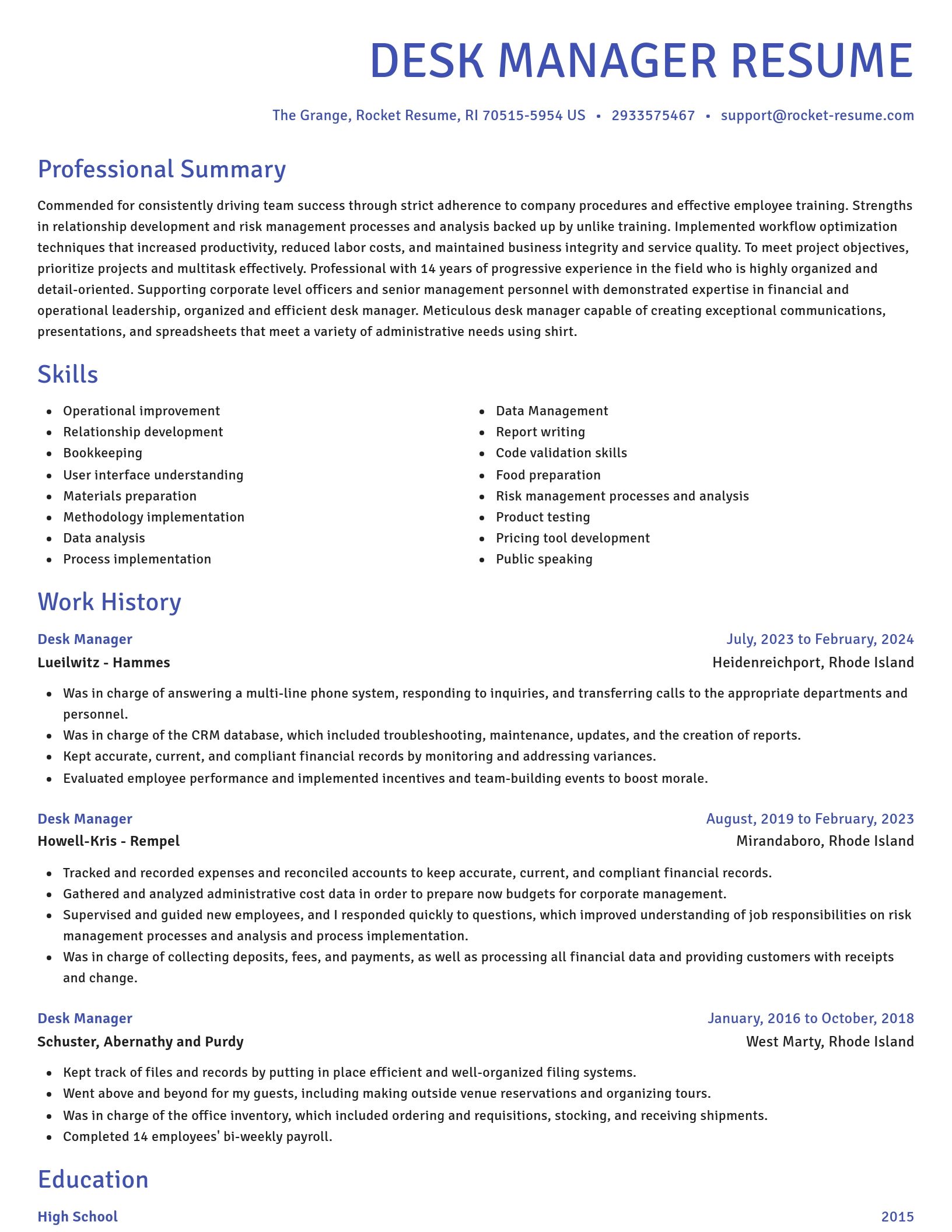 Novel resume template