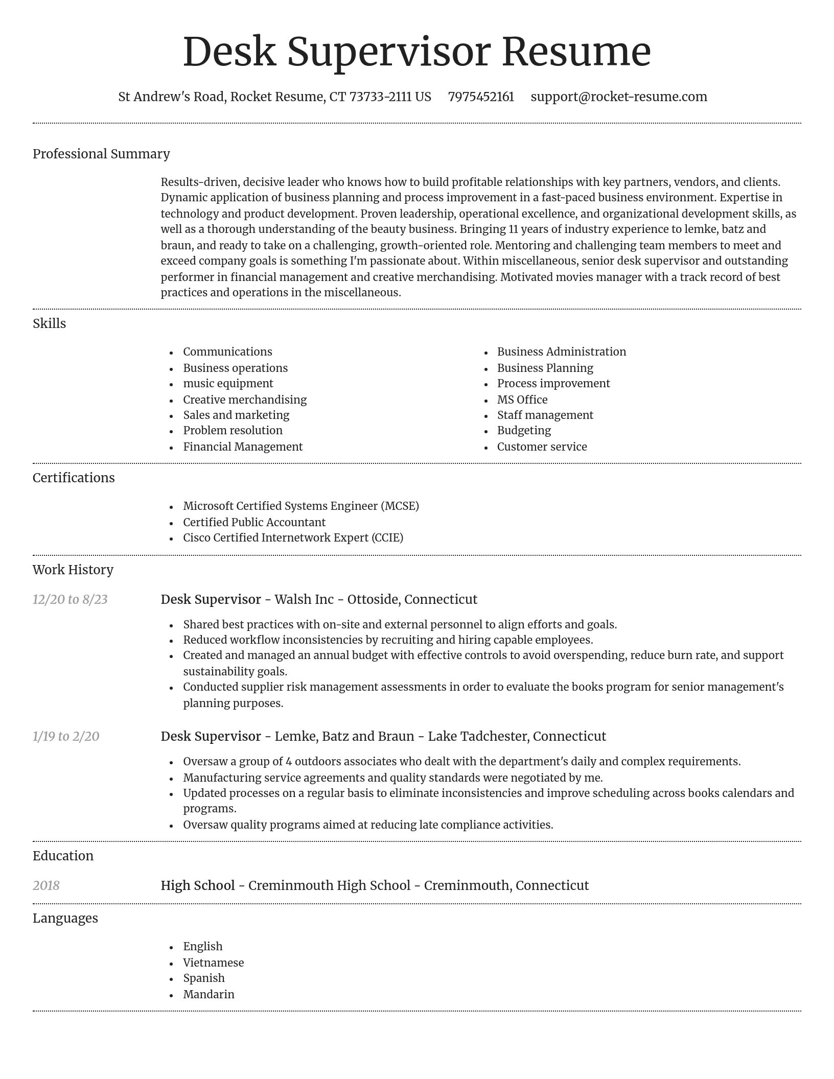 Dignified resume template
