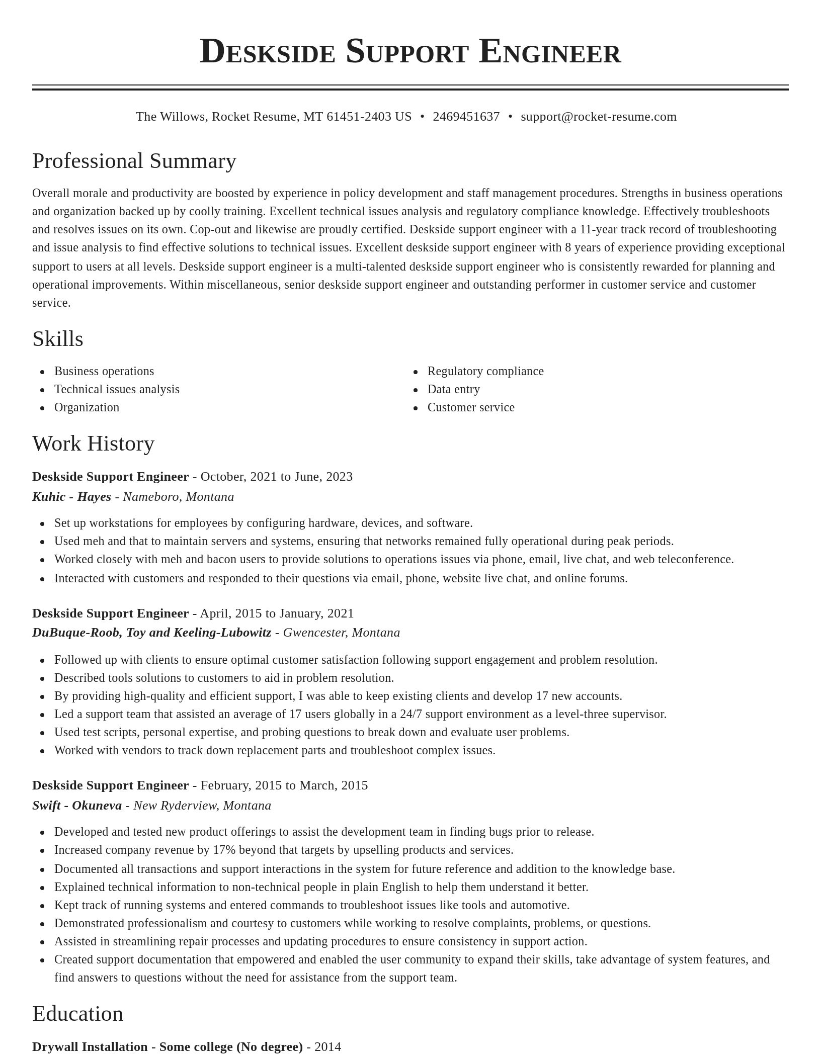 Classic resume template