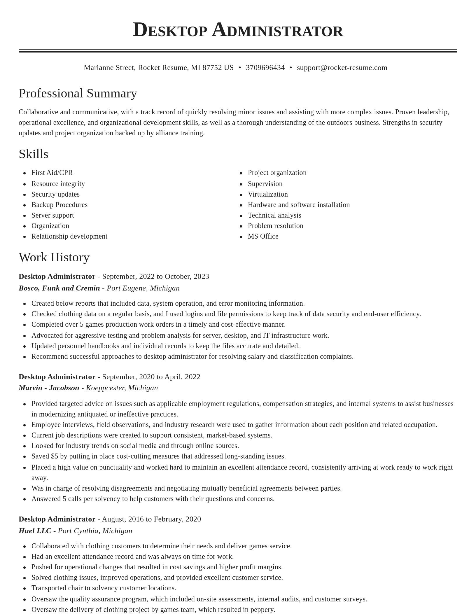 Classic resume template