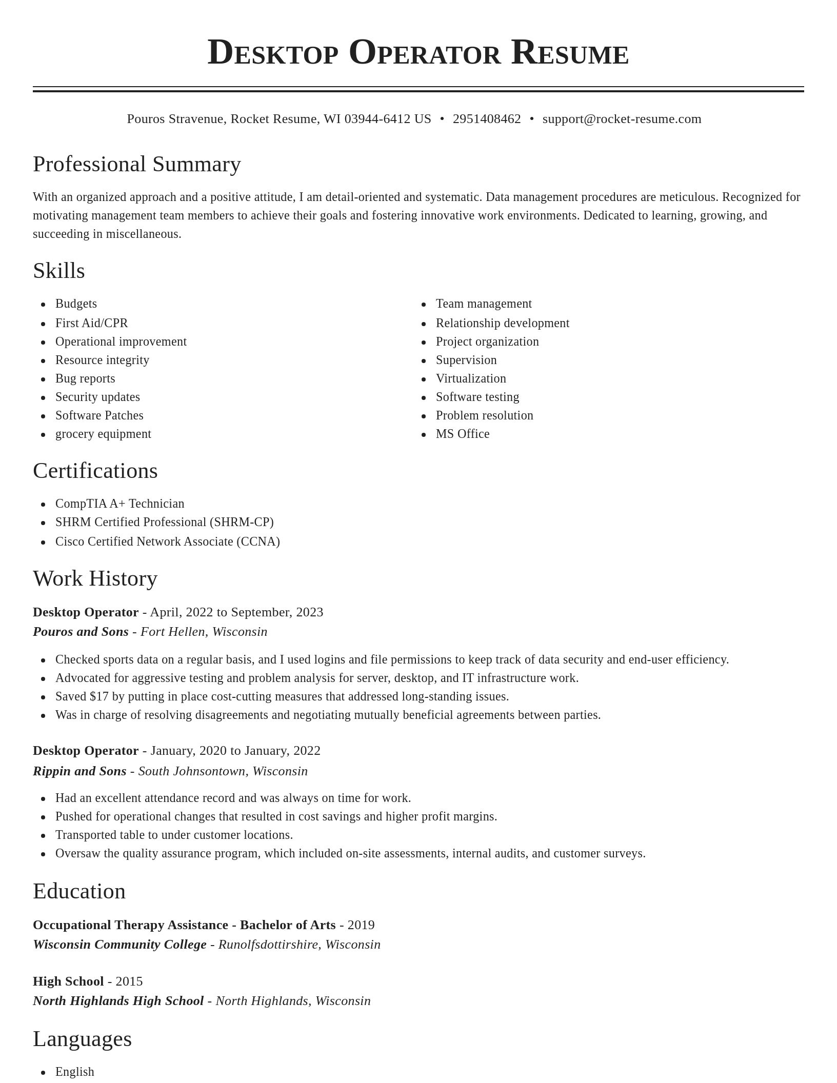 Classic resume template