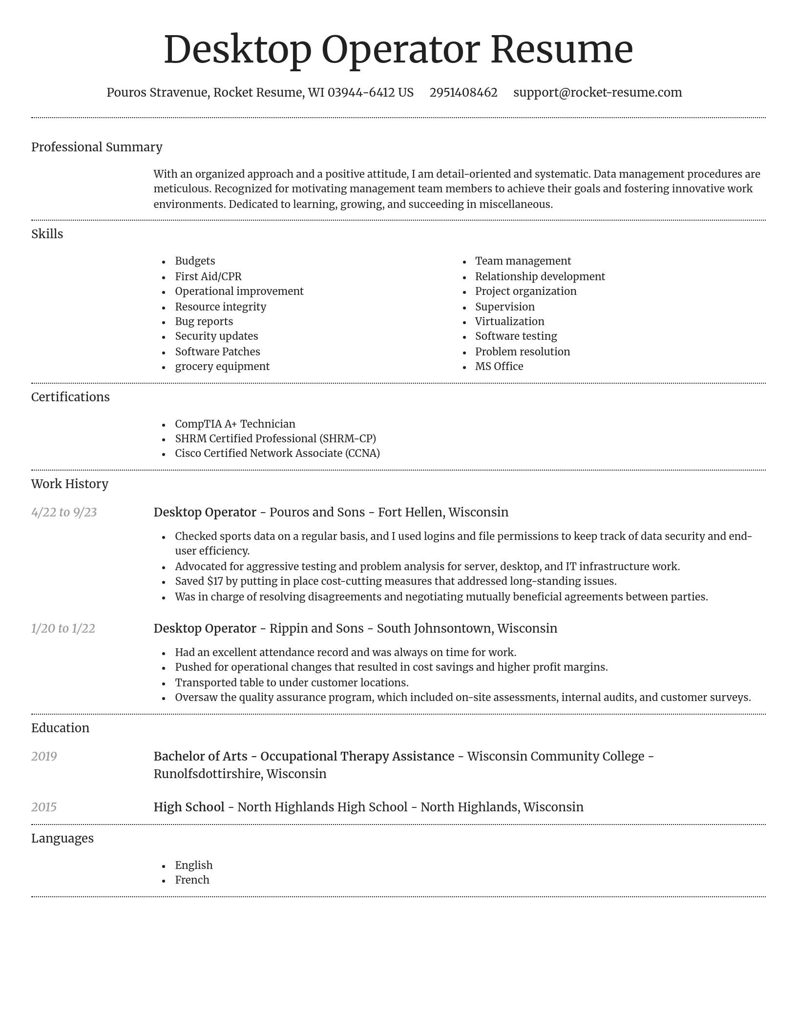 Dignified resume template