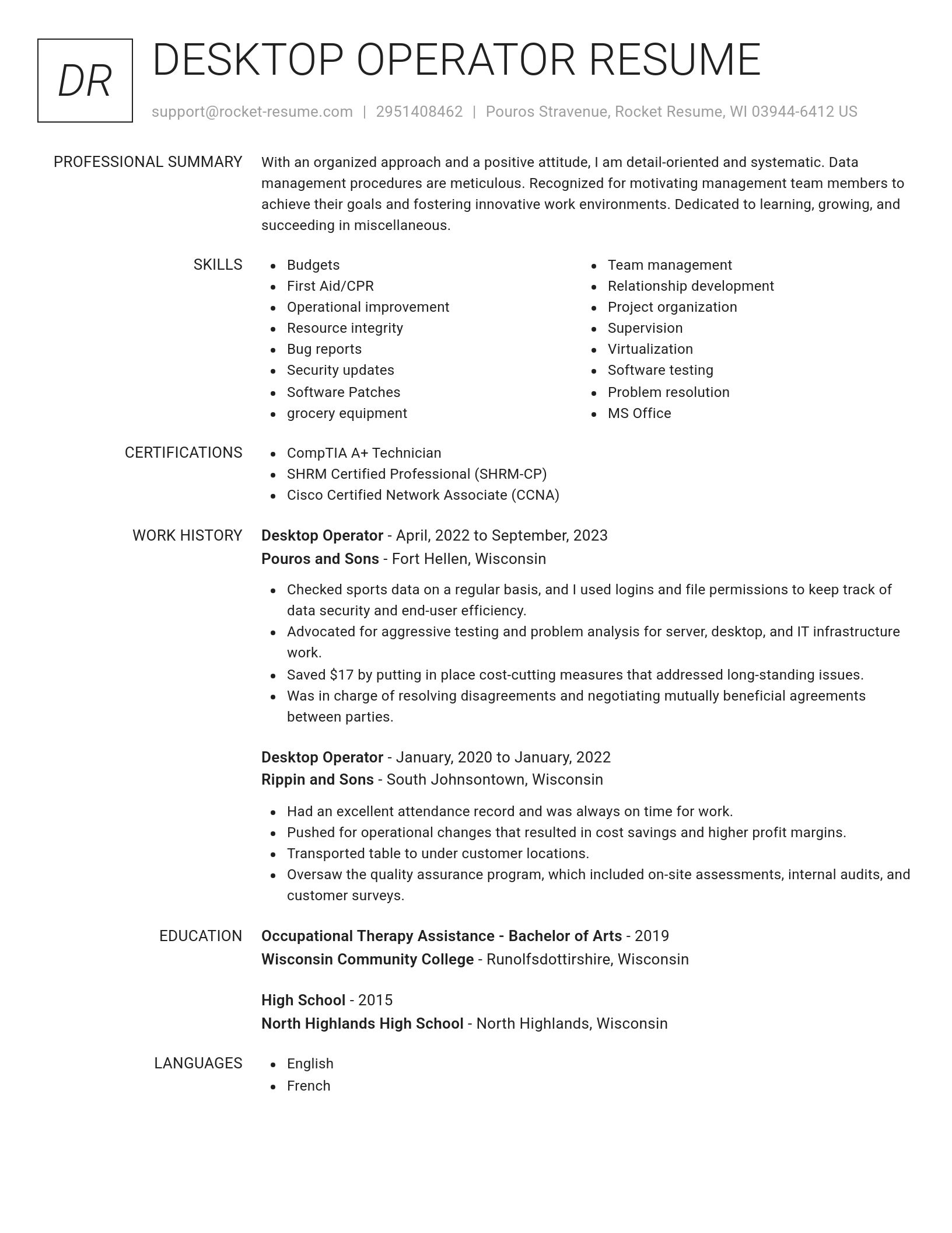 Renowned resume template