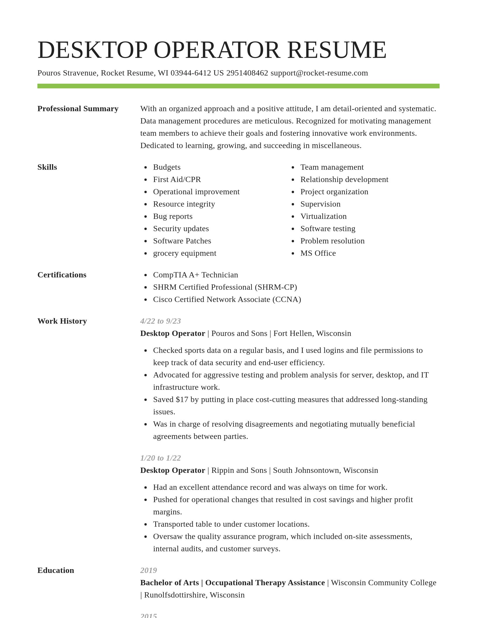 Smart resume template