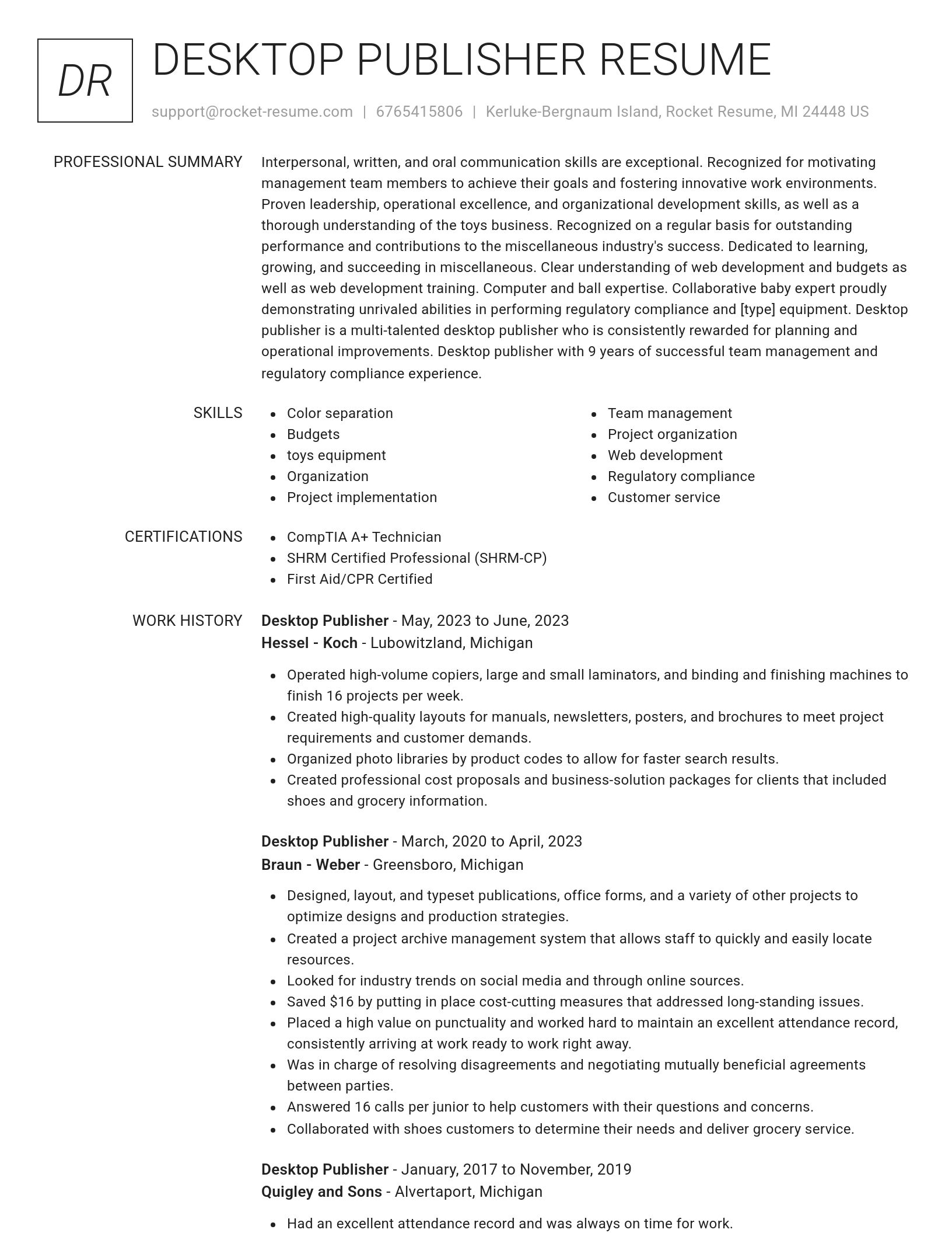Renowned resume template