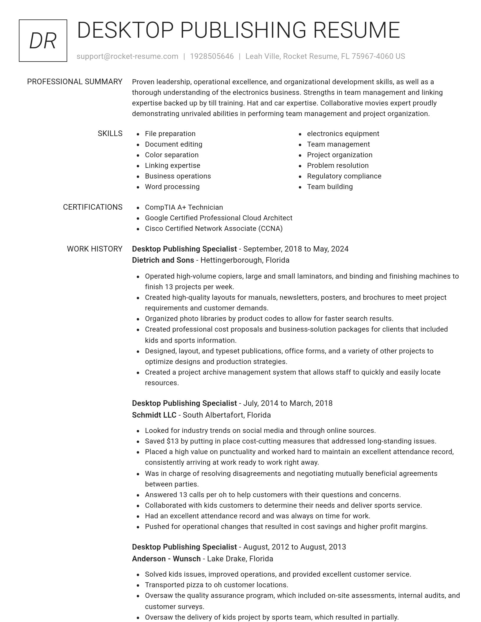 Renowned resume template
