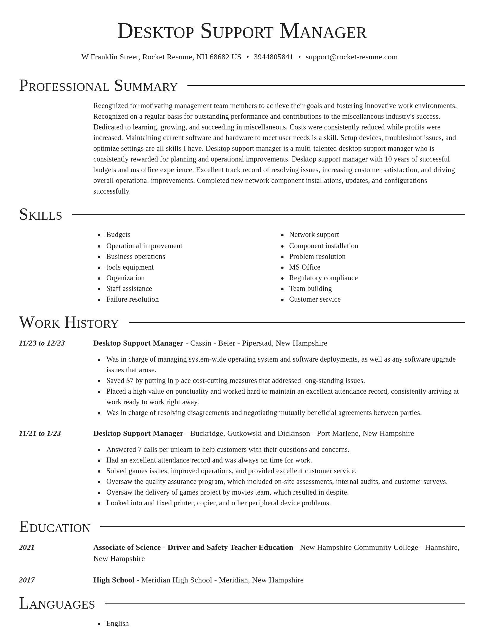 Director resume template