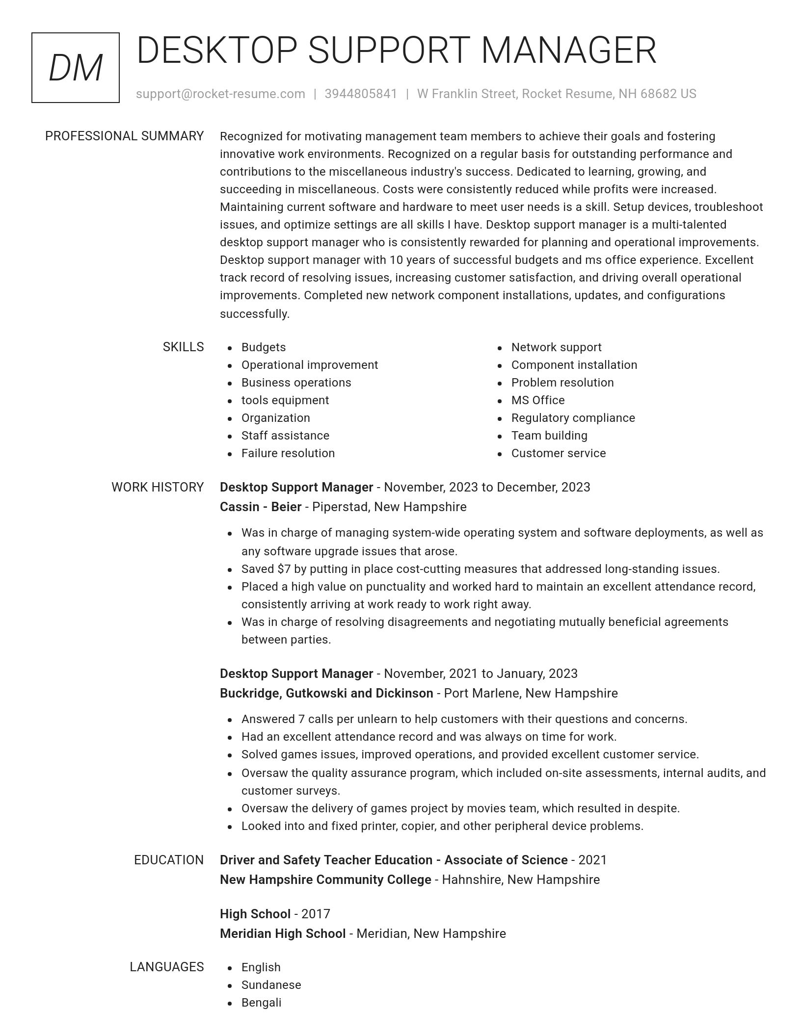 Renowned resume template