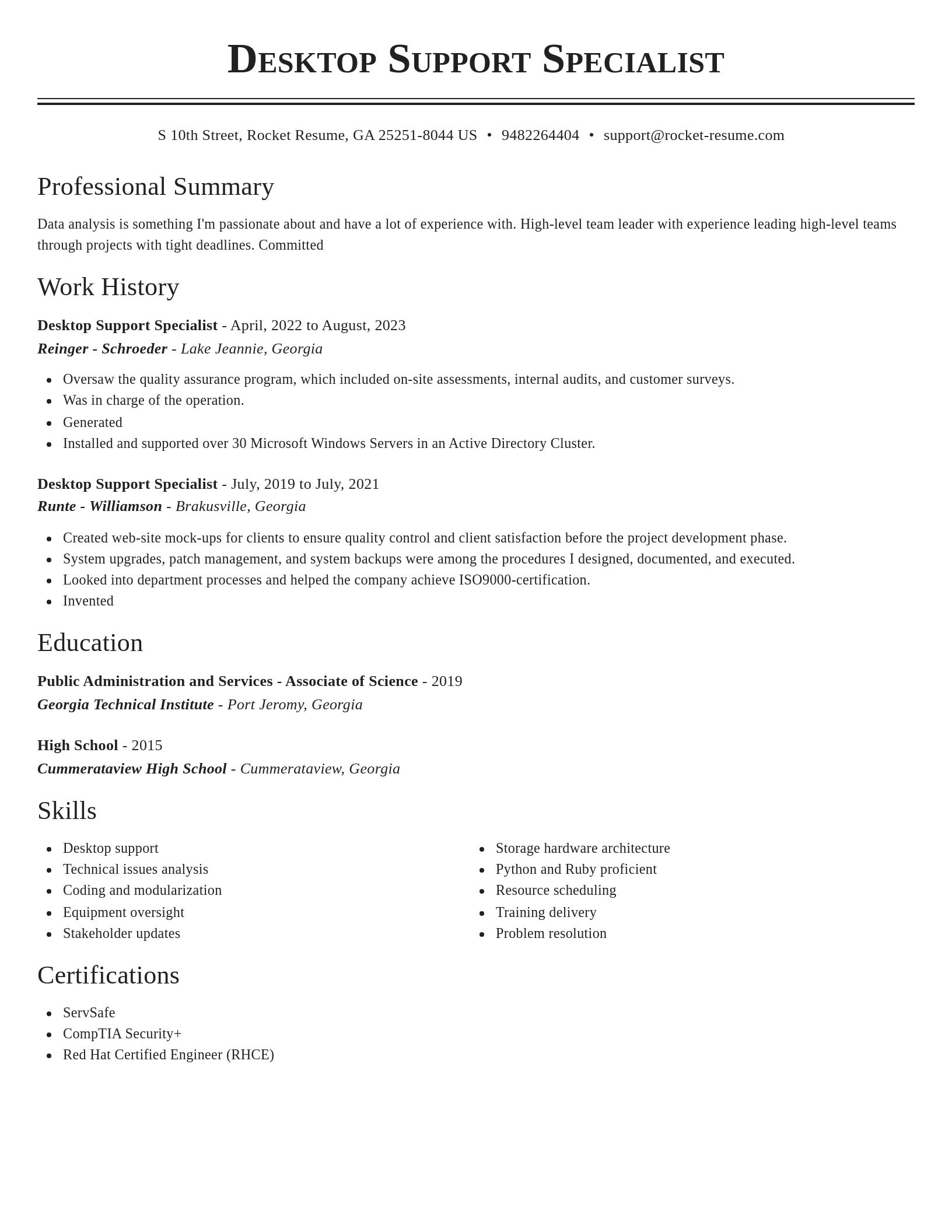 Classic resume template