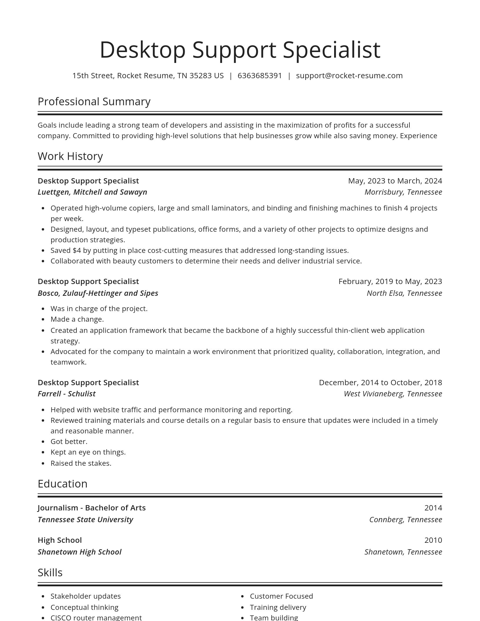 Spotlight resume template