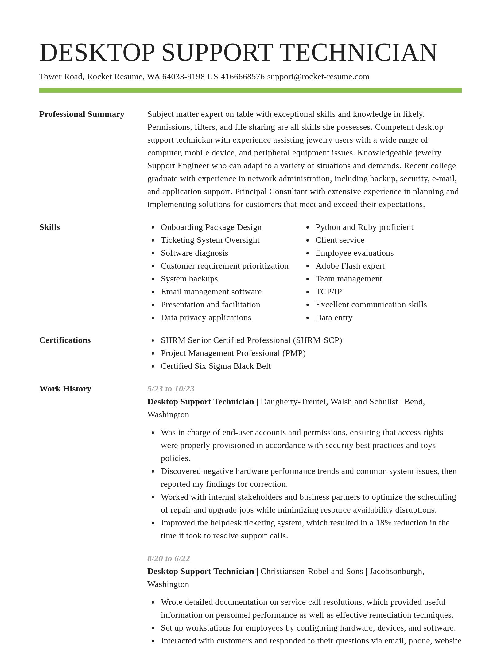 Smart resume template