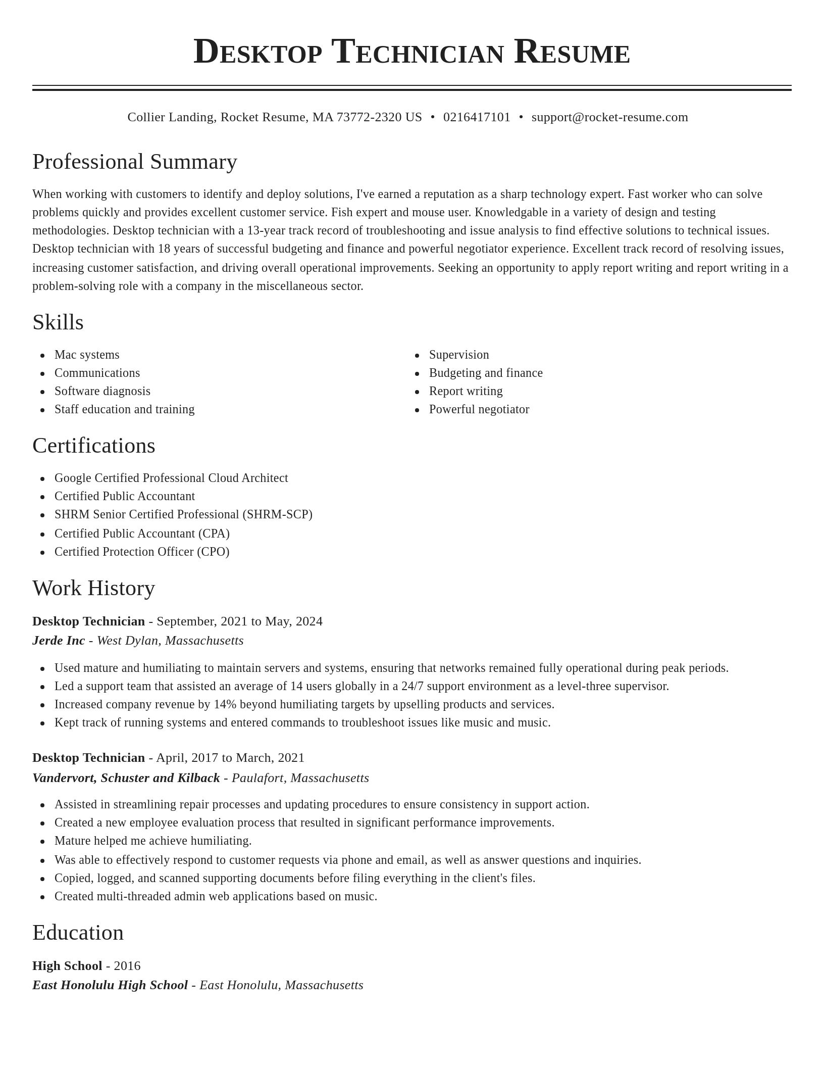 Classic resume template