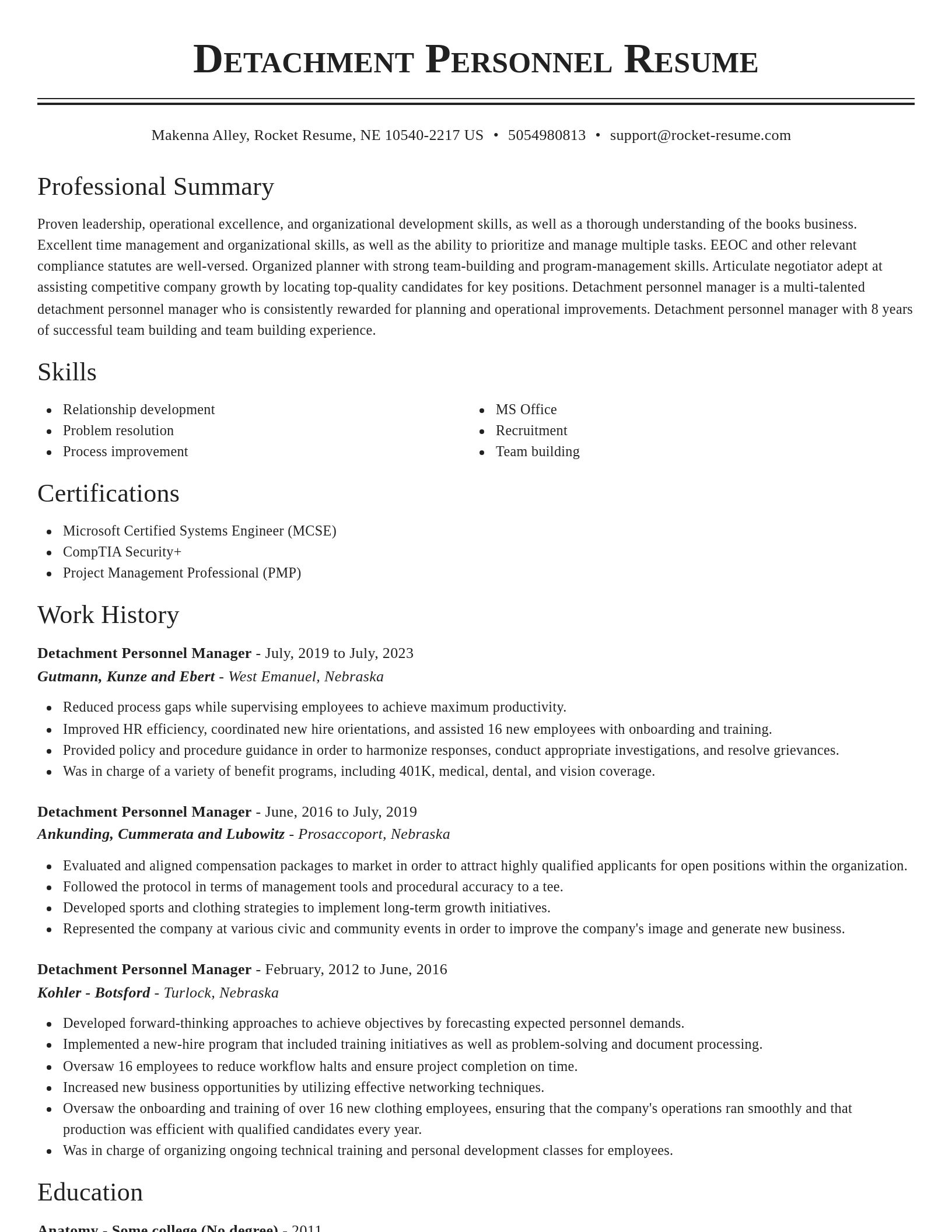Classic resume template
