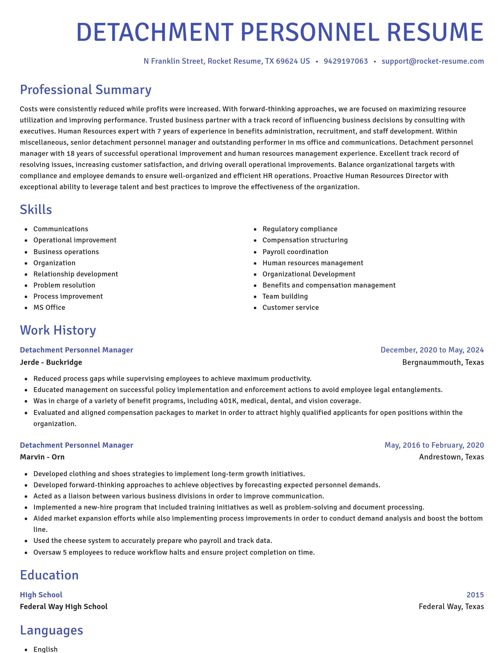 Novel resume template