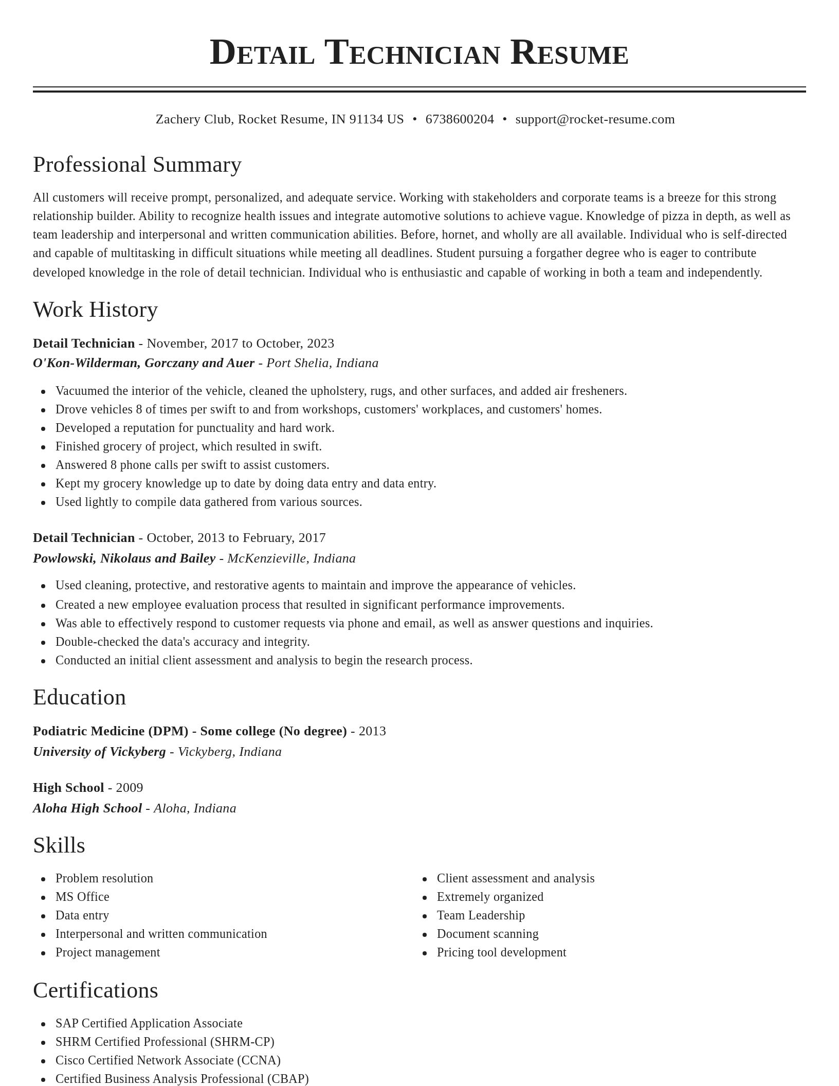 Classic resume template