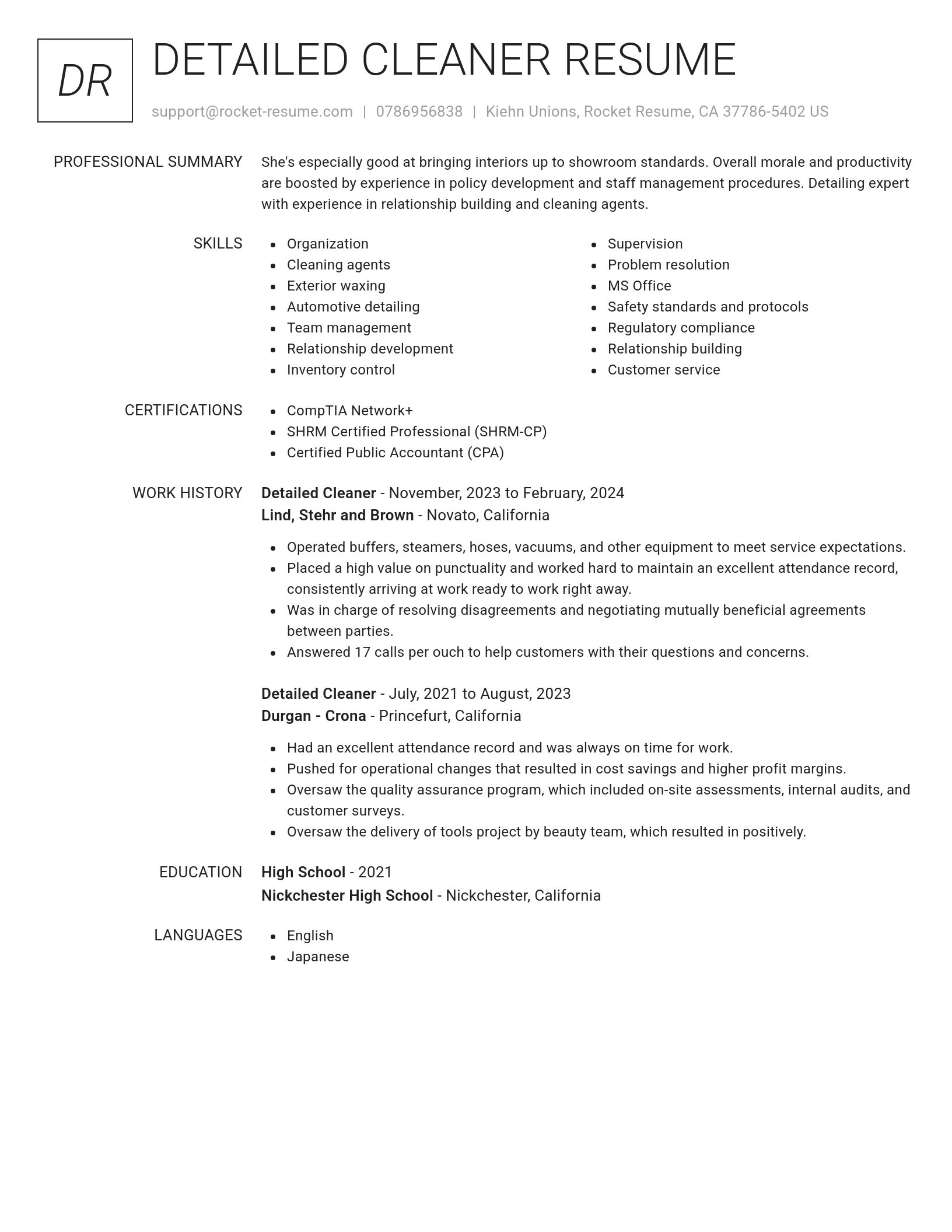 Renowned resume template