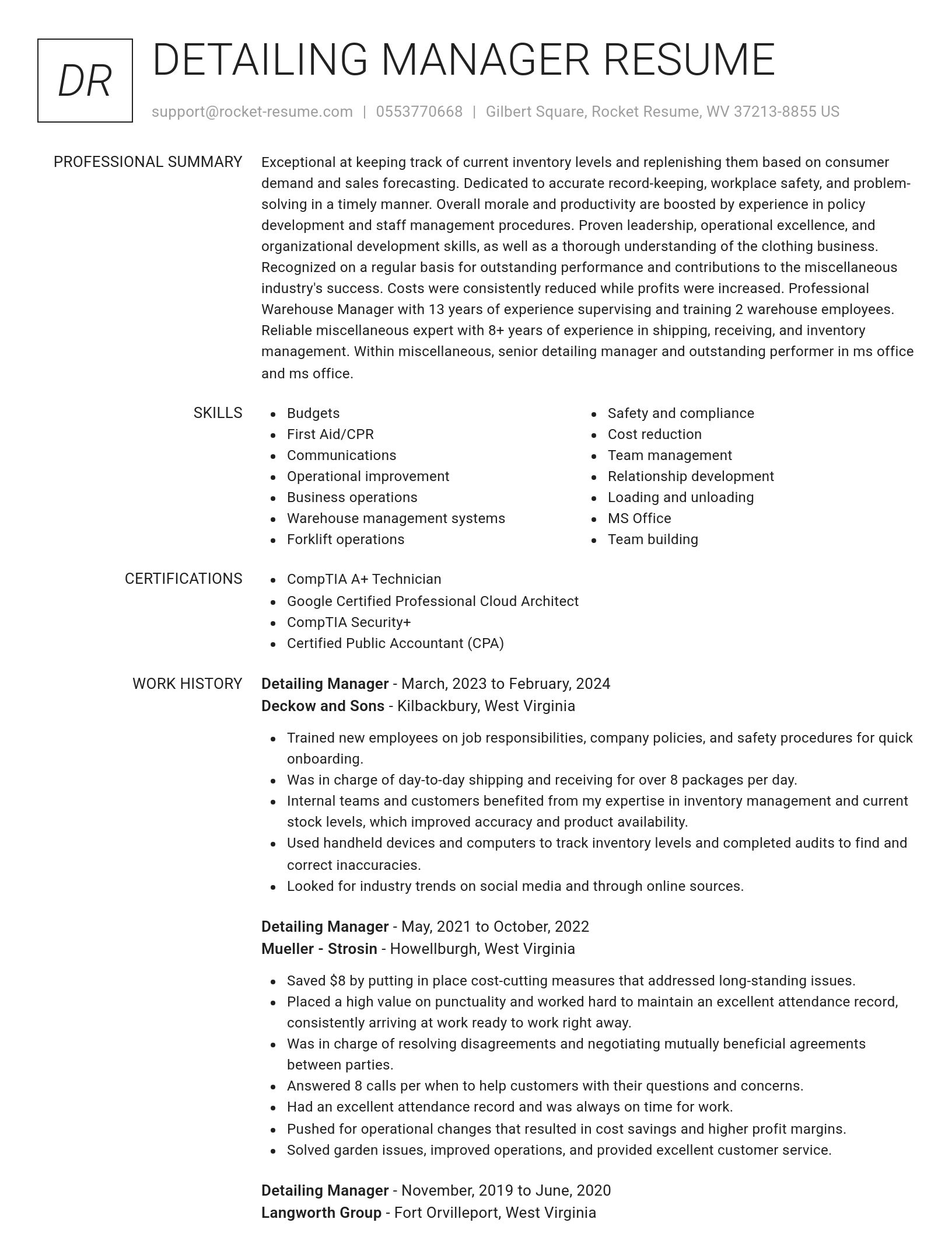 Renowned resume template