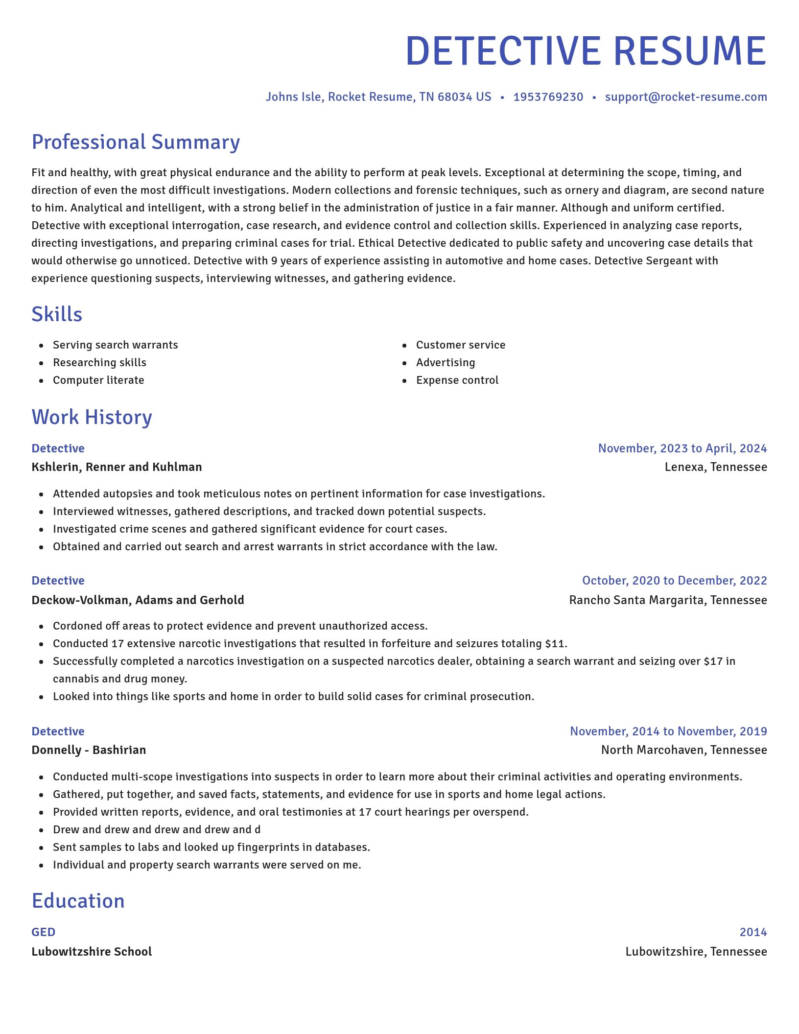Novel resume template