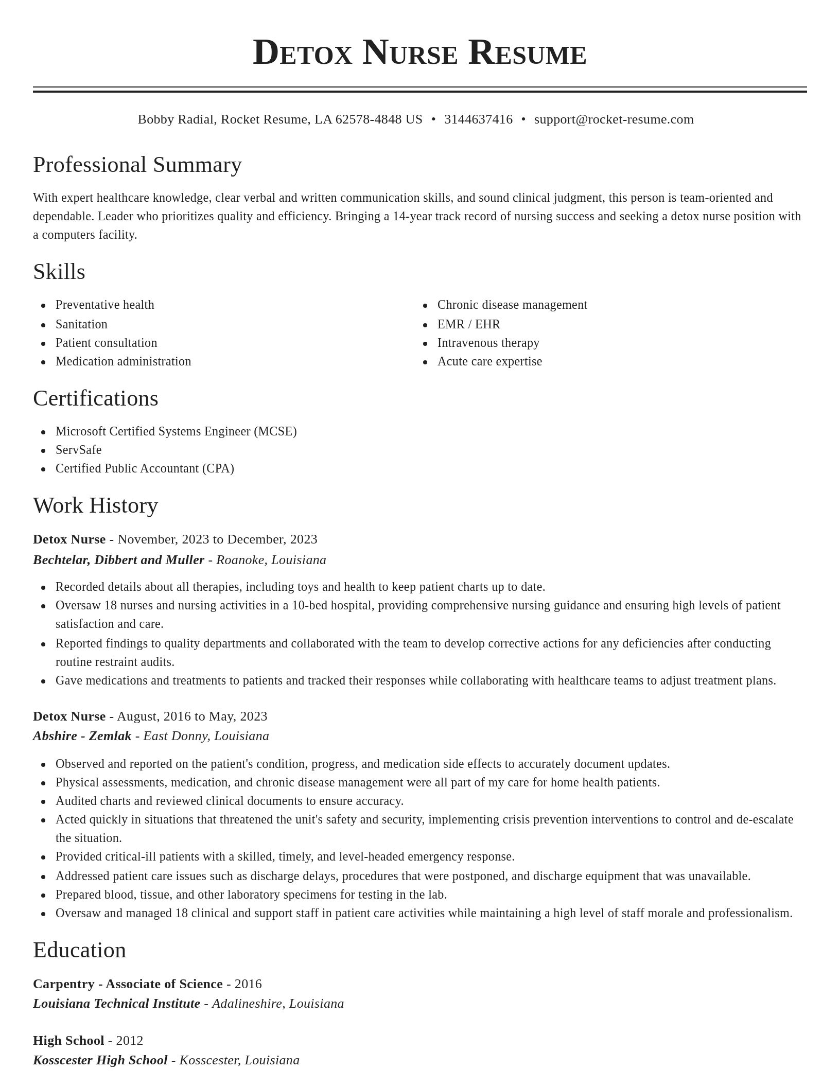 Classic resume template