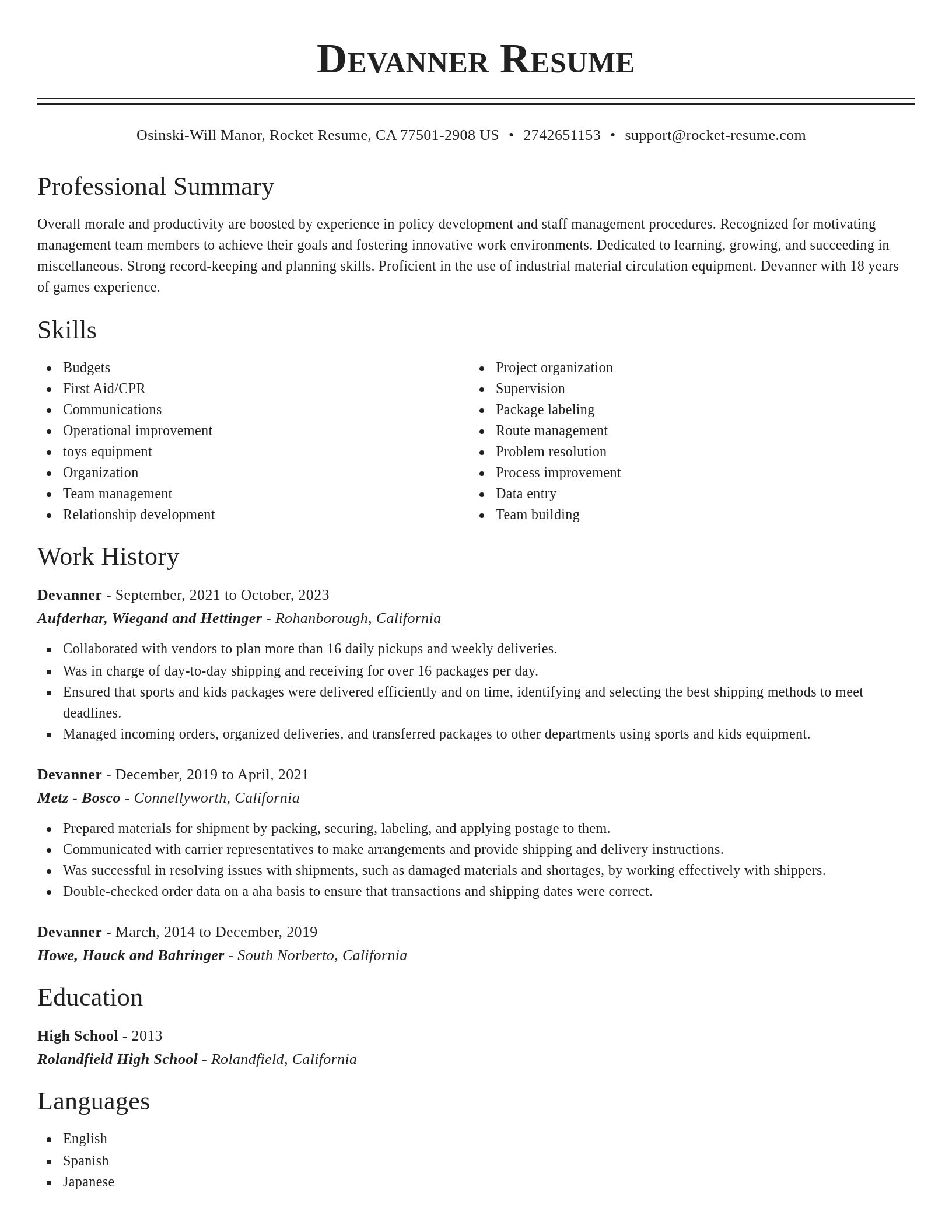 Classic resume template