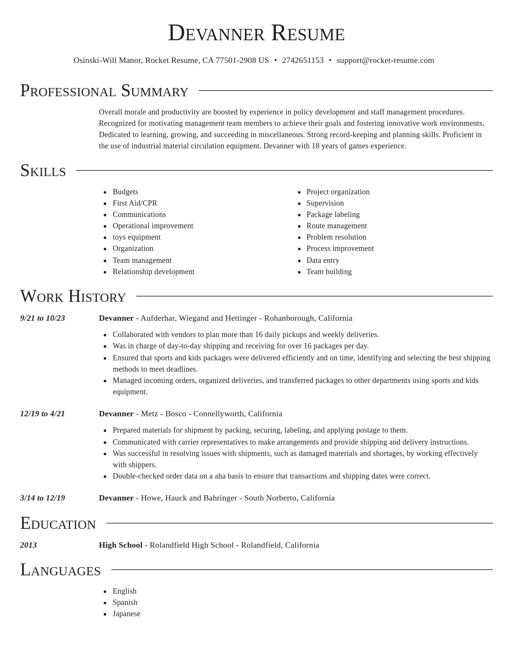 Director resume template
