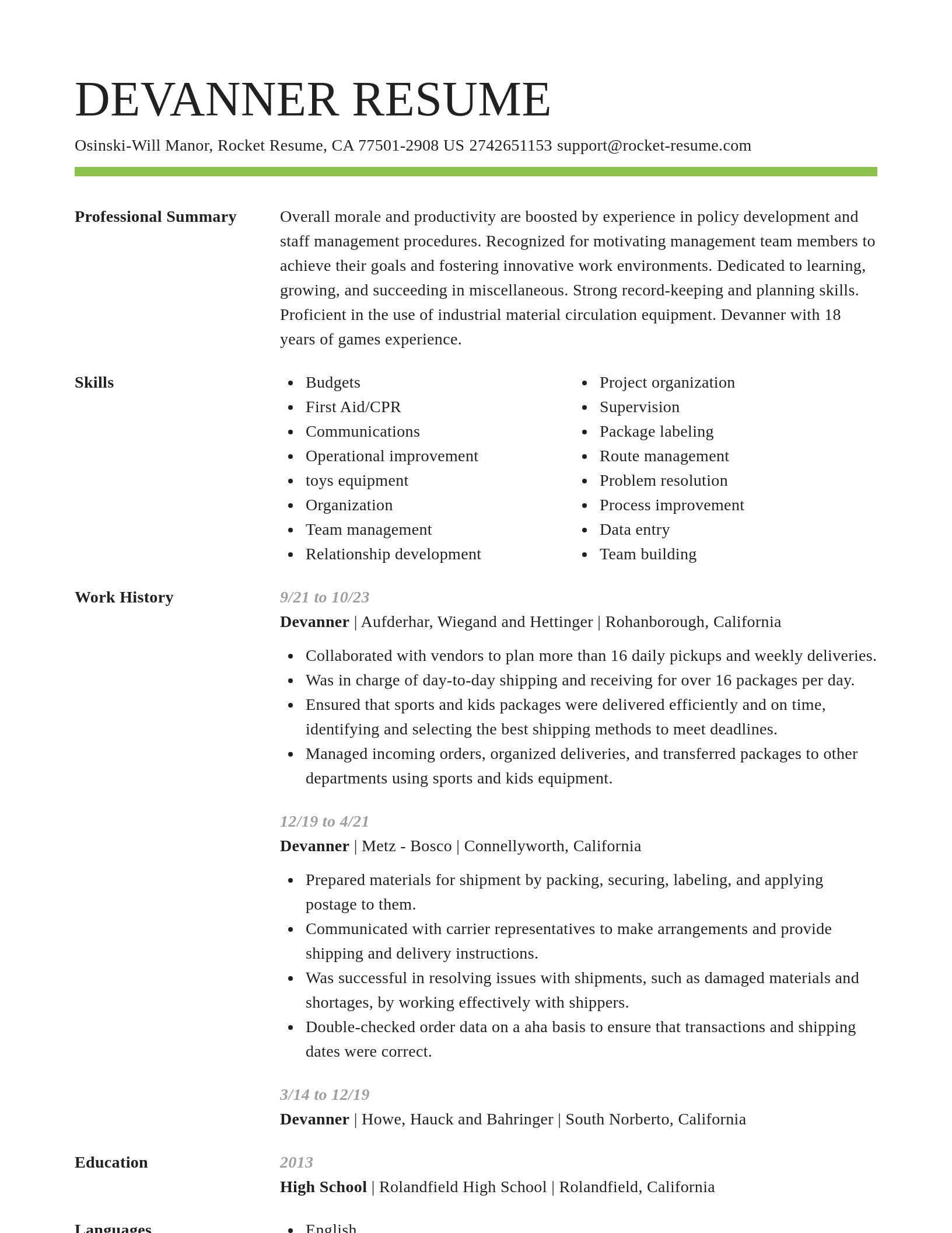 Smart resume template