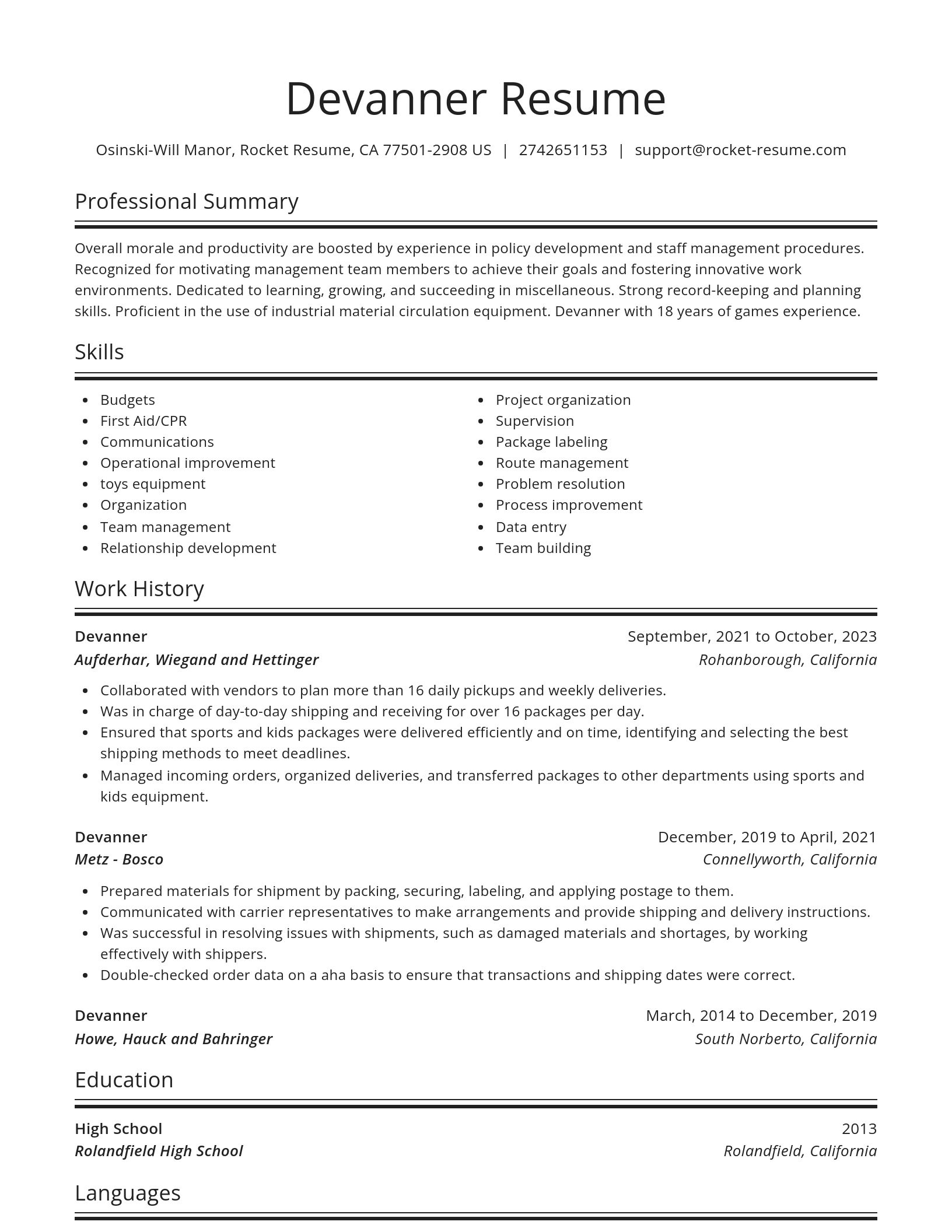 Spotlight resume template