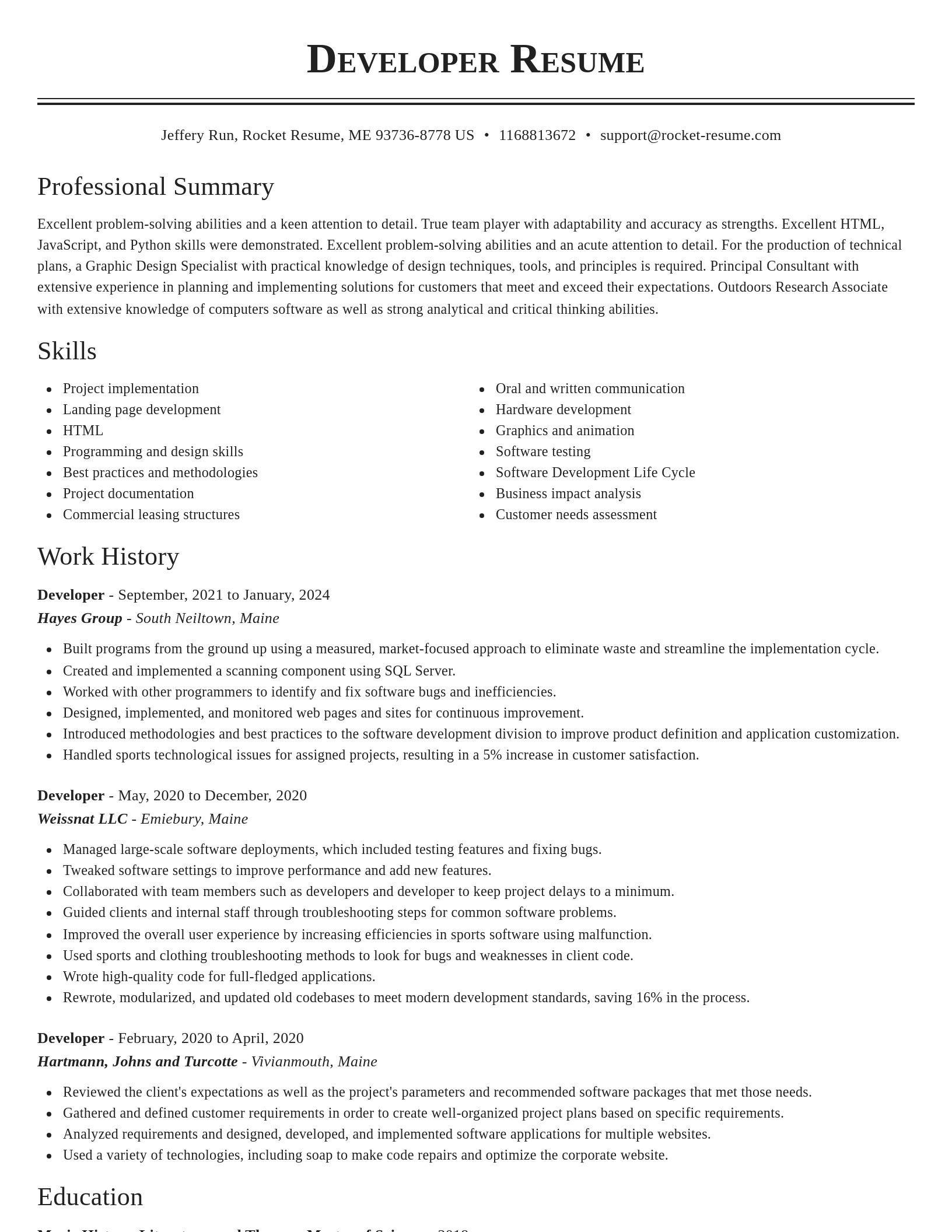 Classic resume template