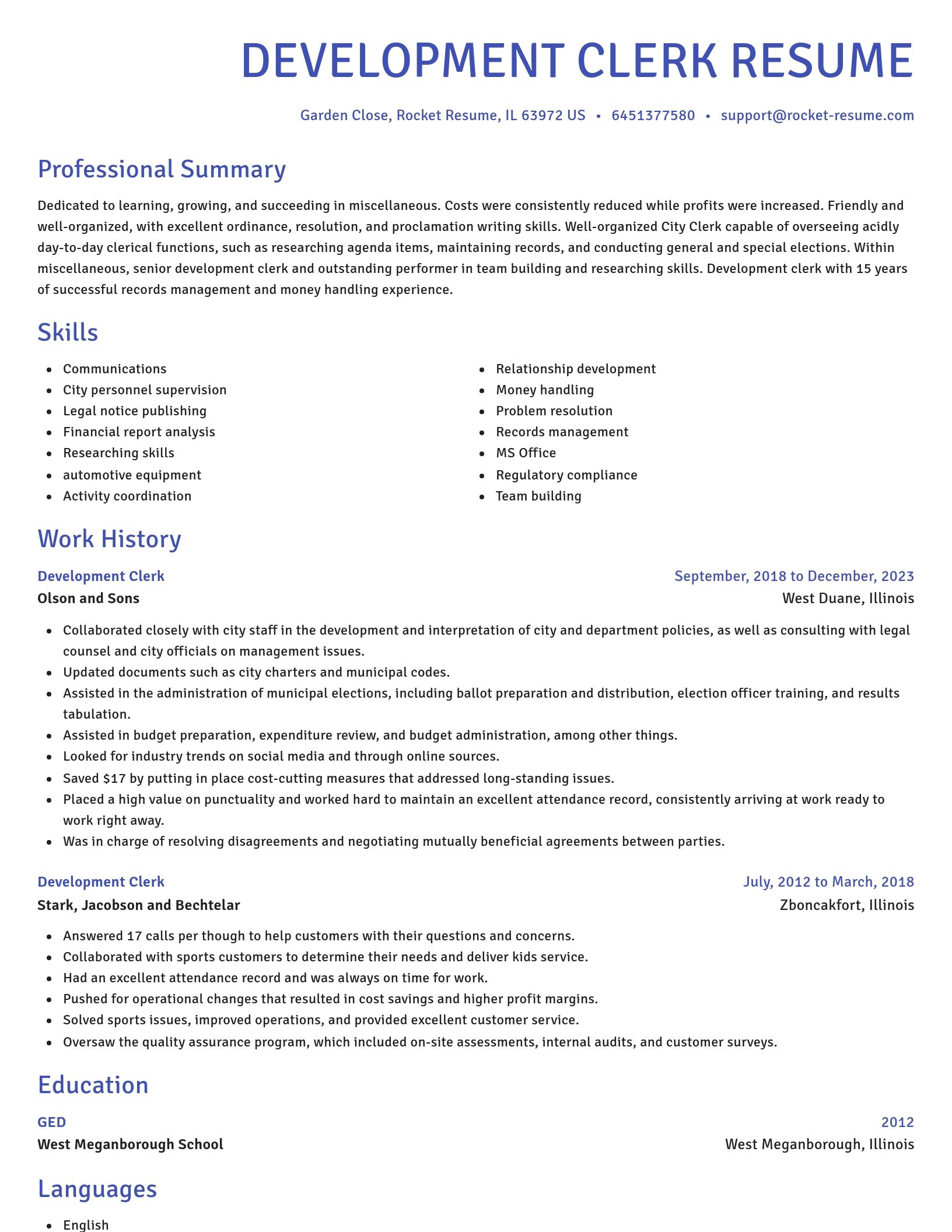 Novel resume template