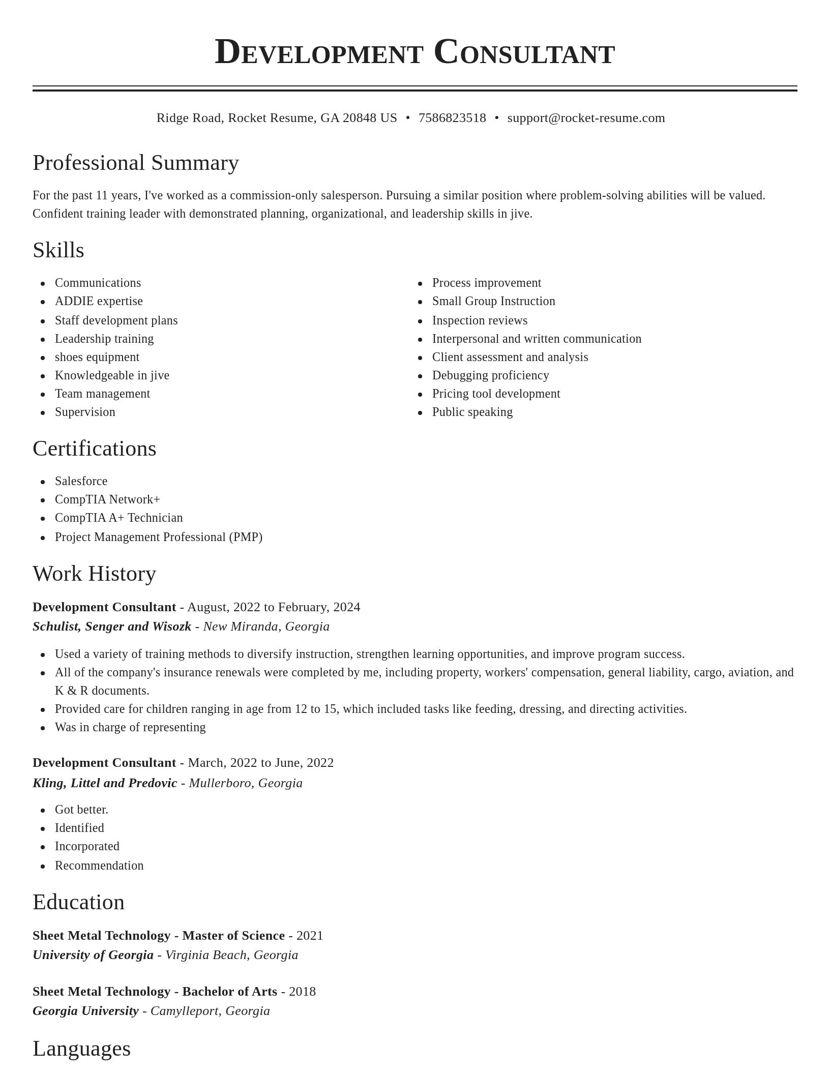 Classic resume template