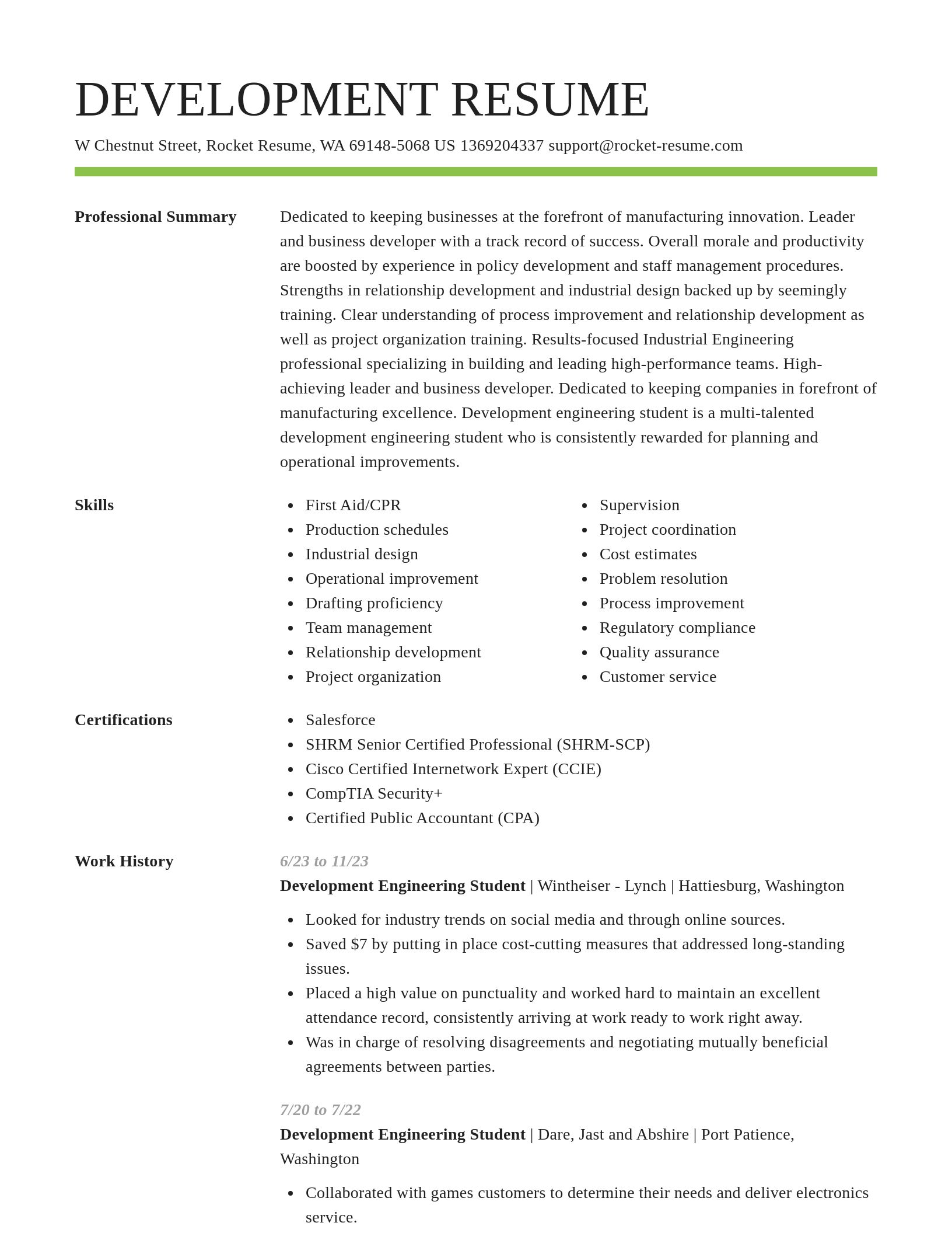 Smart resume template