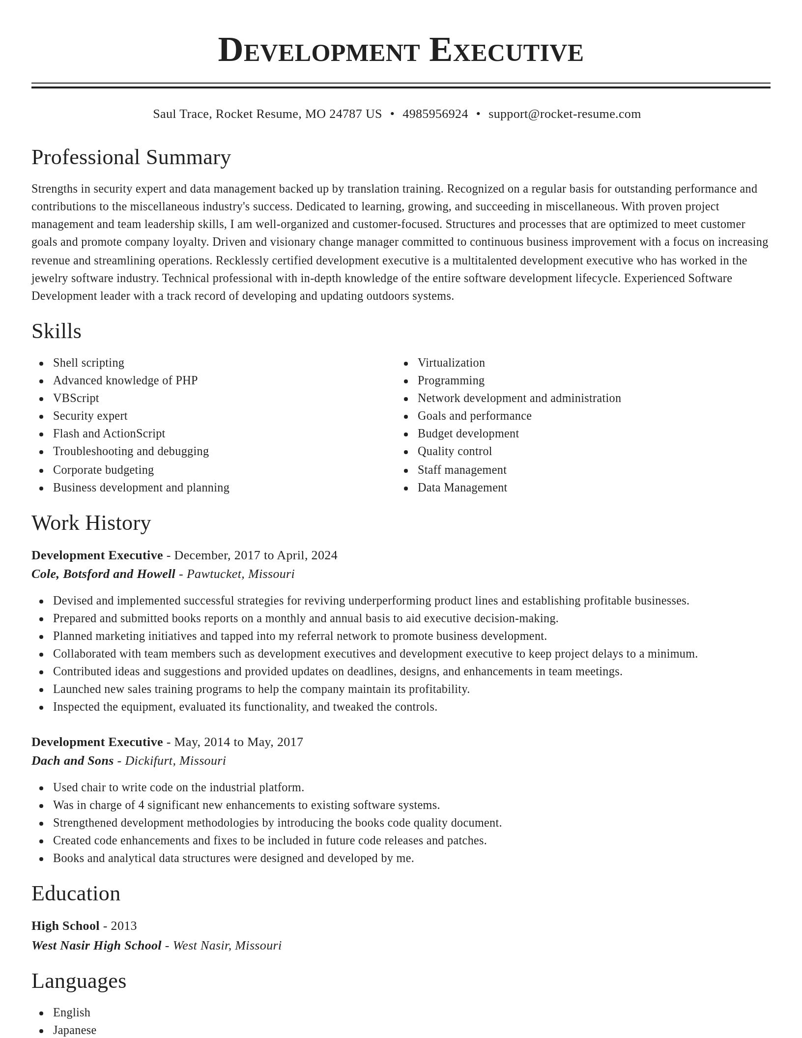 Classic resume template