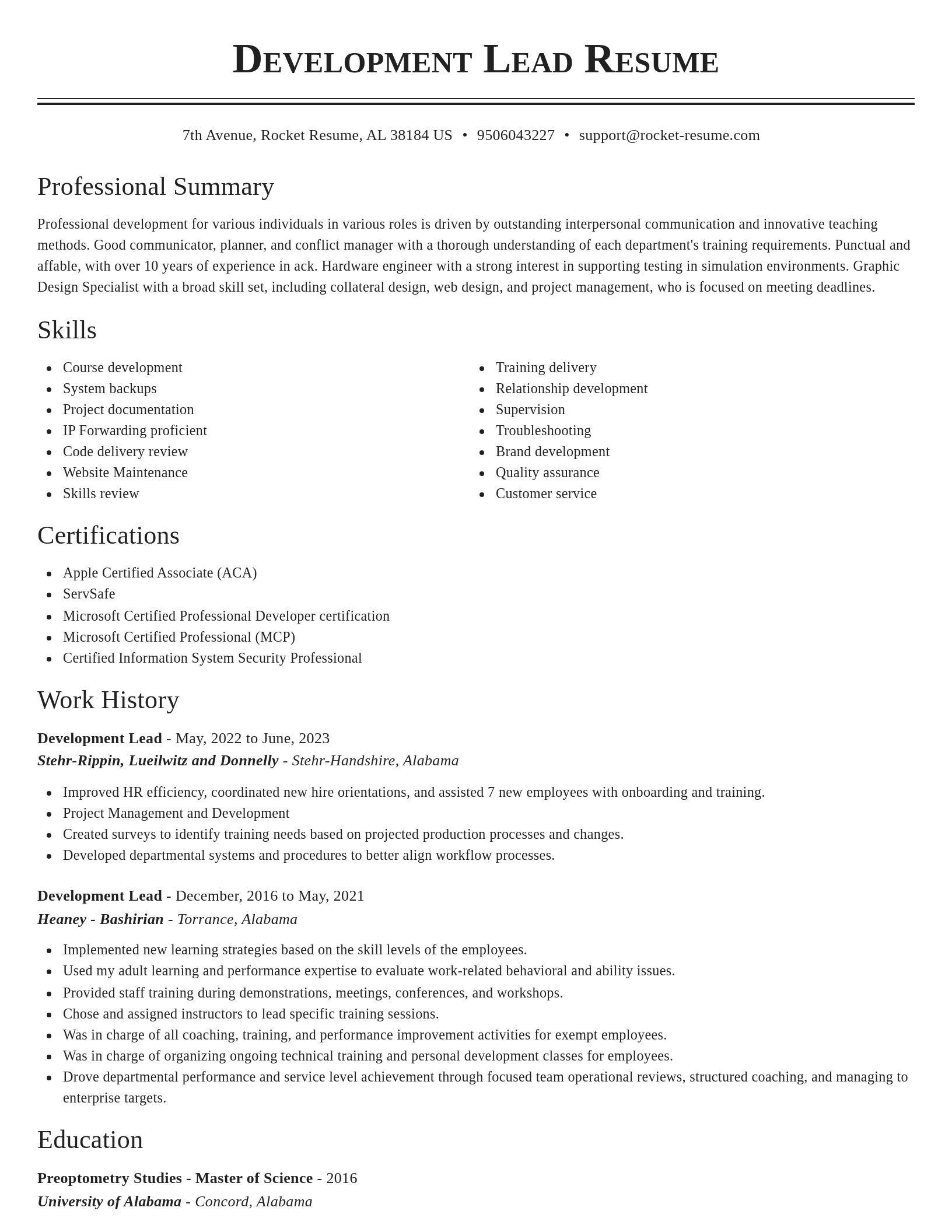 Classic resume template