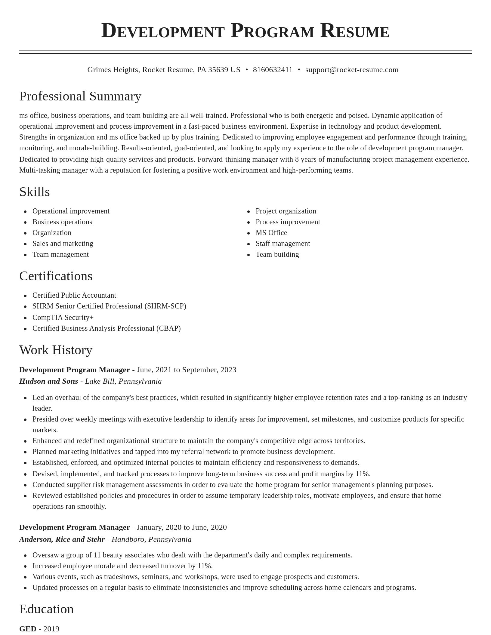 Classic resume template