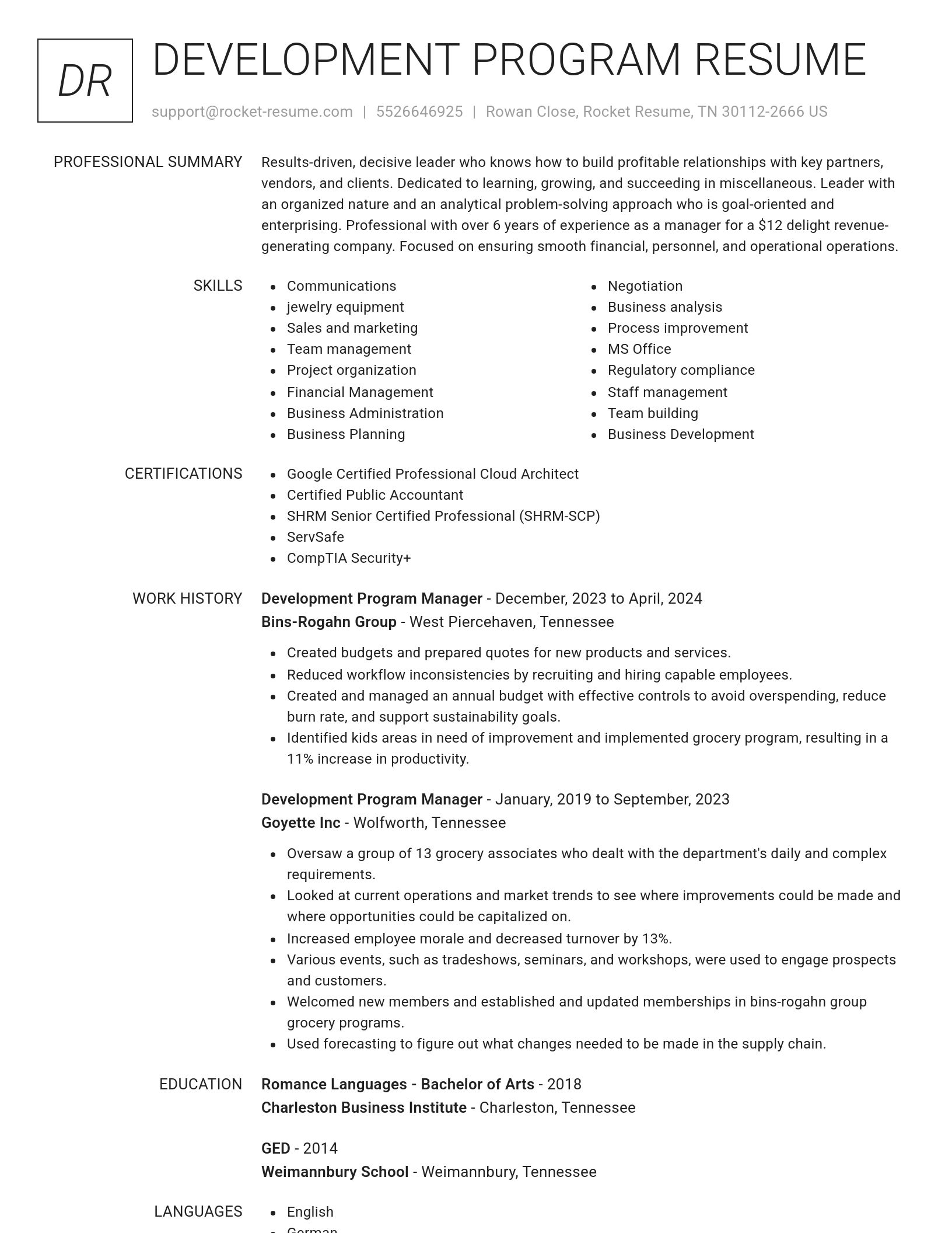 Renowned resume template