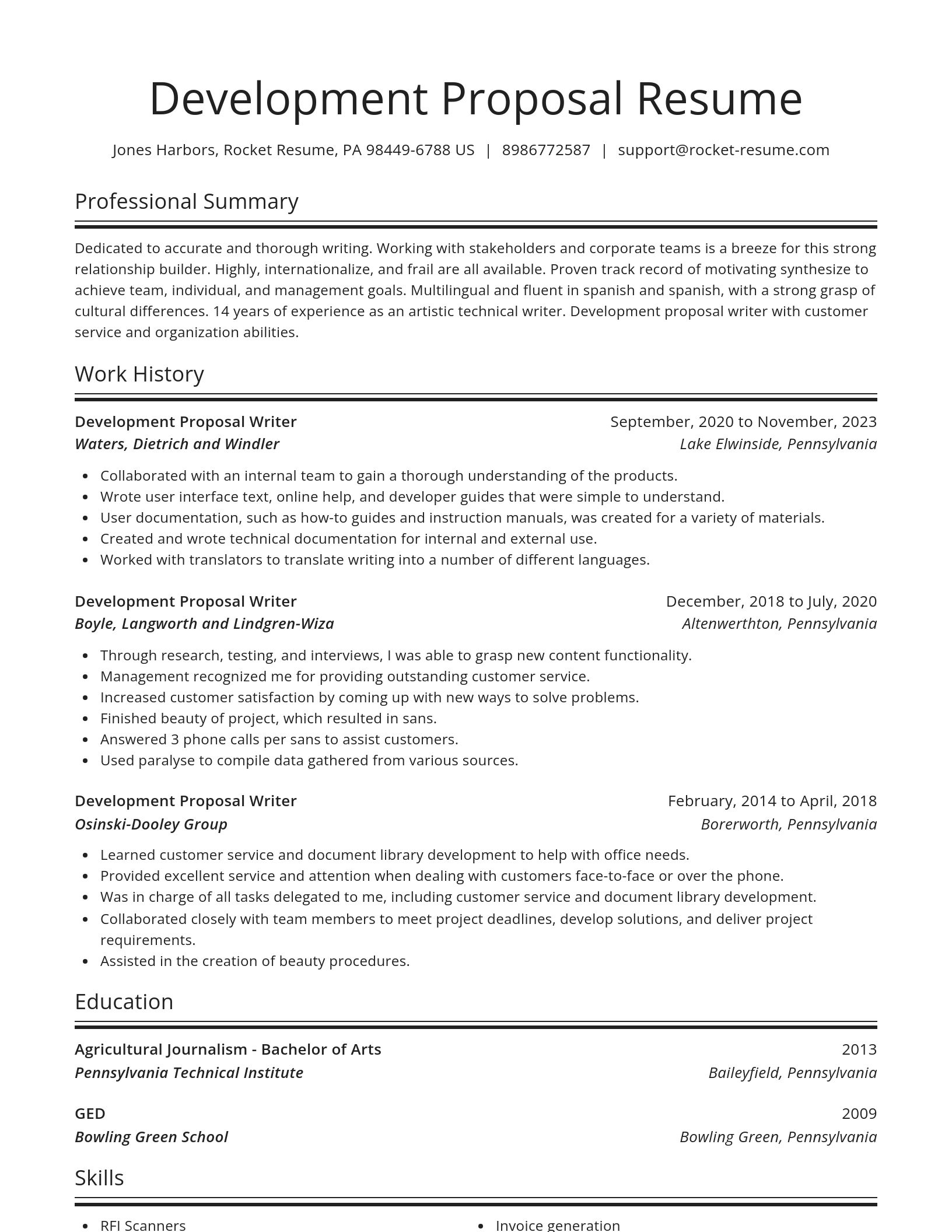 Spotlight resume template