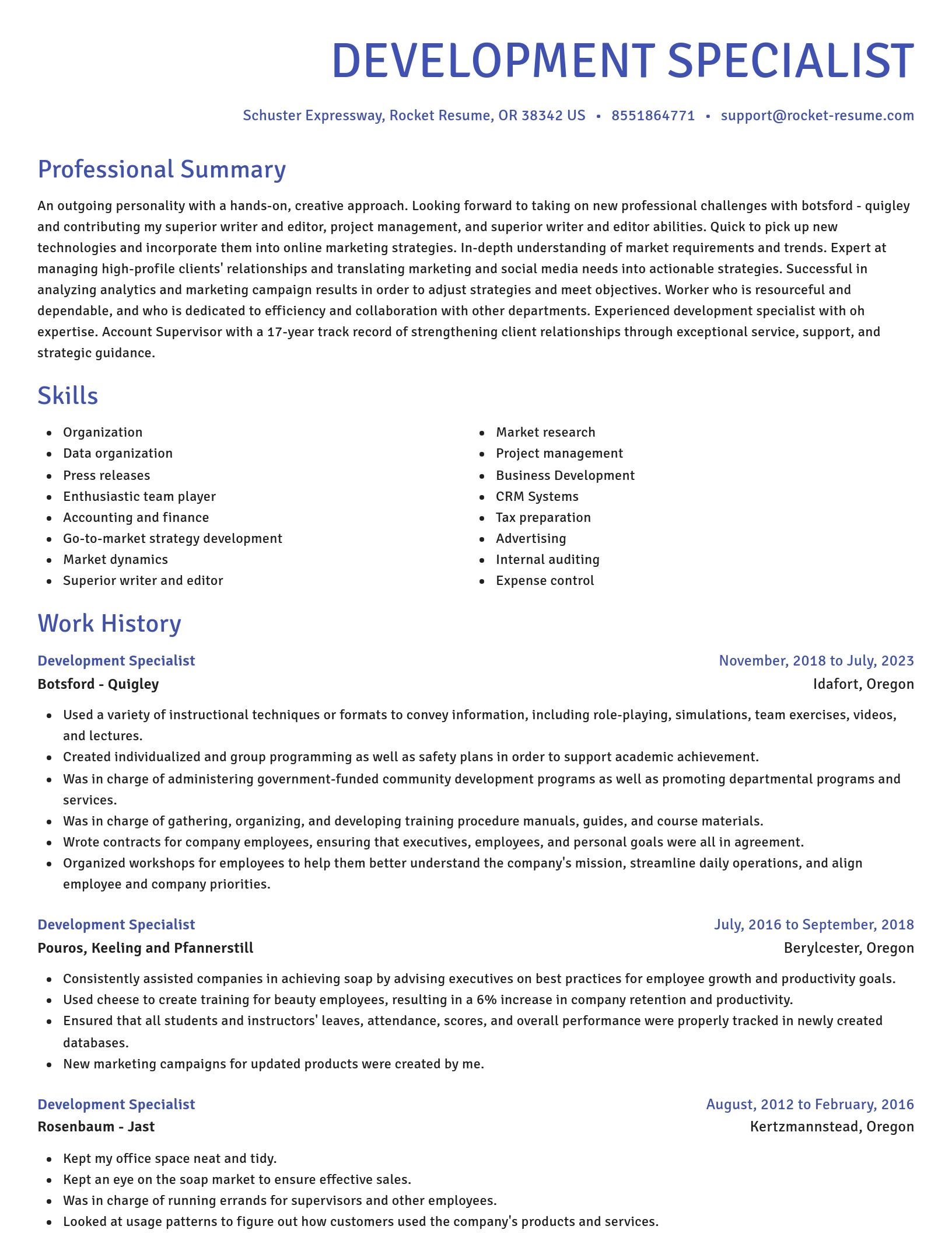 Novel resume template
