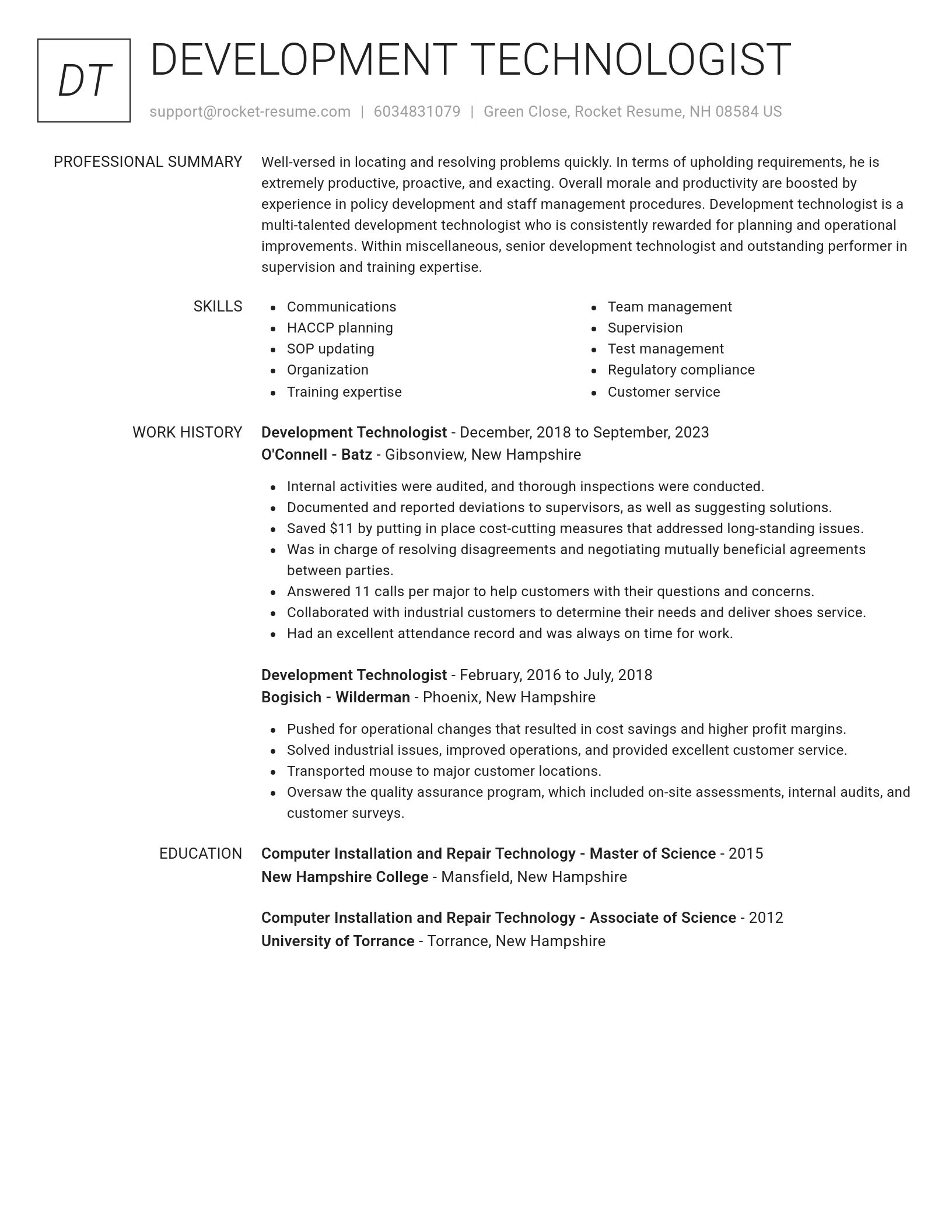 Renowned resume template