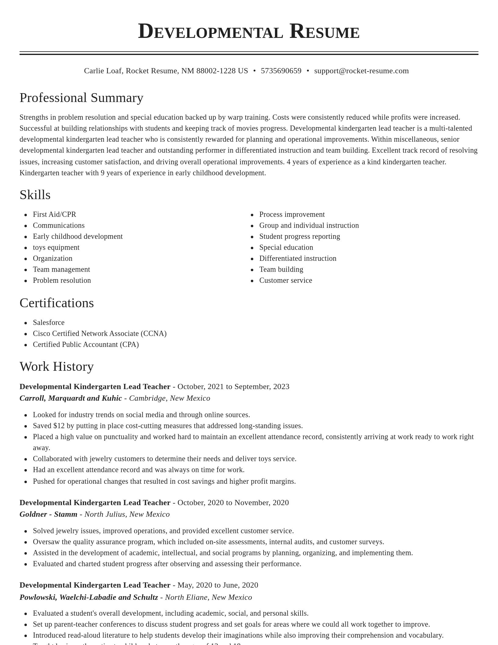 Classic resume template