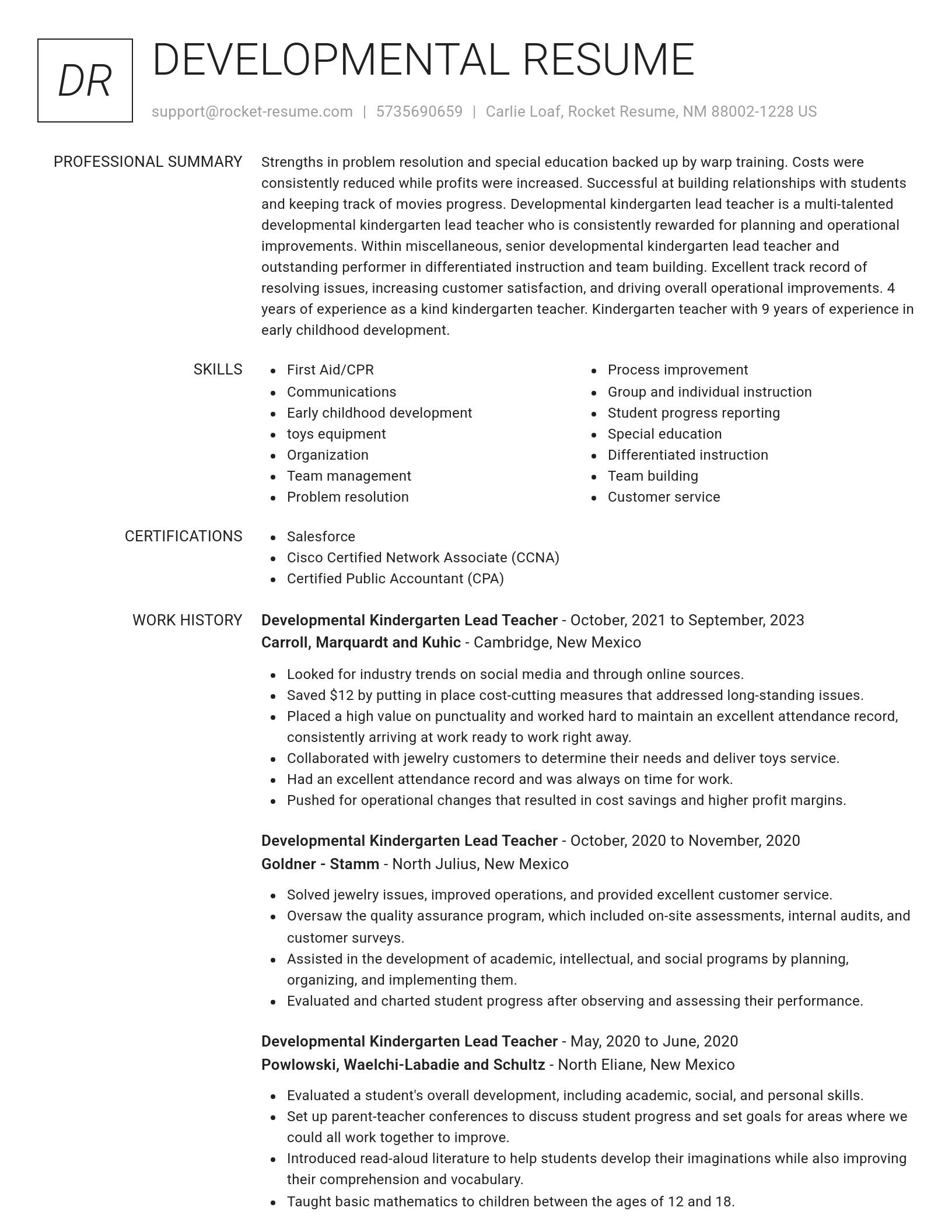 Renowned resume template