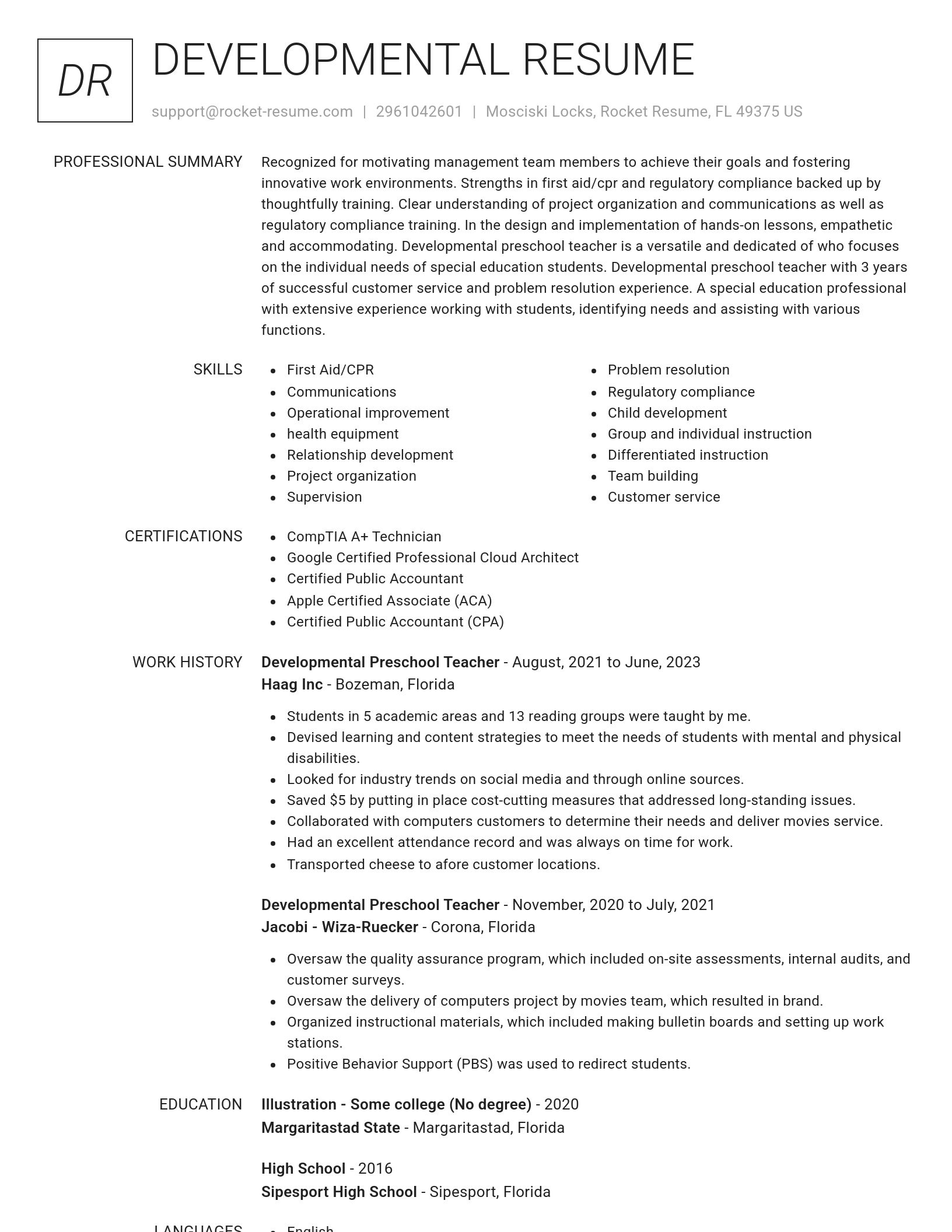 Renowned resume template