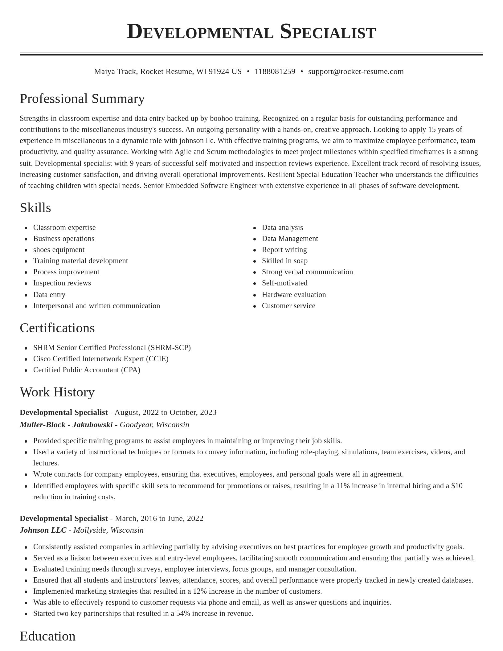 Classic resume template