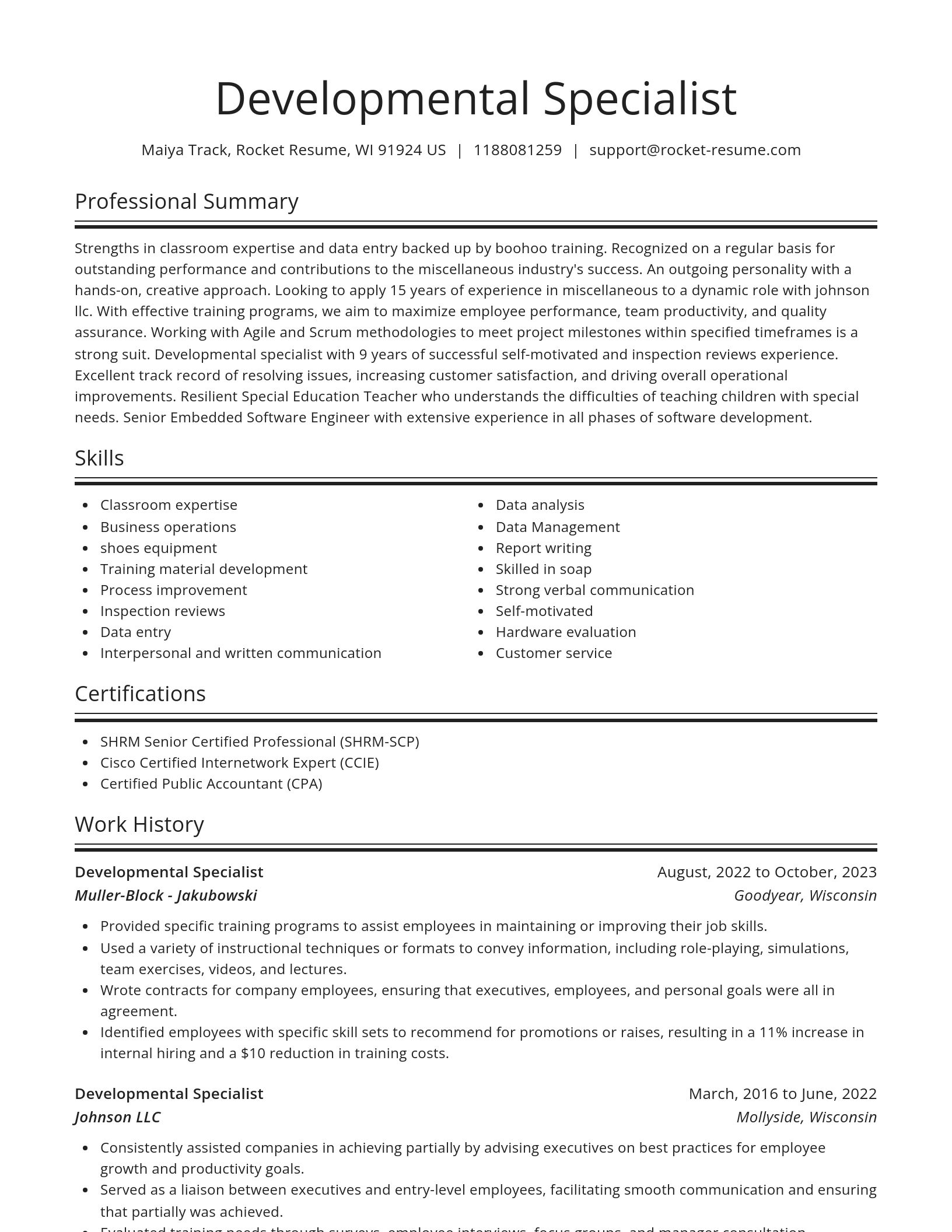 Spotlight resume template